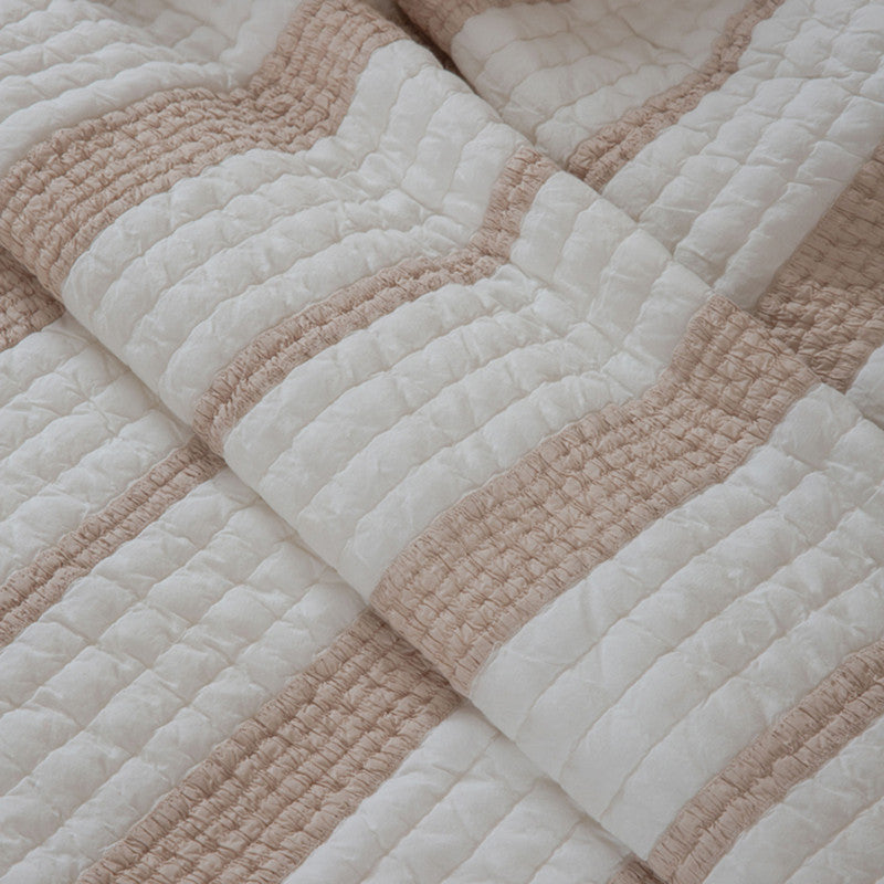 Cotton Bedspread with Pillow Covers | Ivory & Beige | Set of 3、mySite、camillekostekn