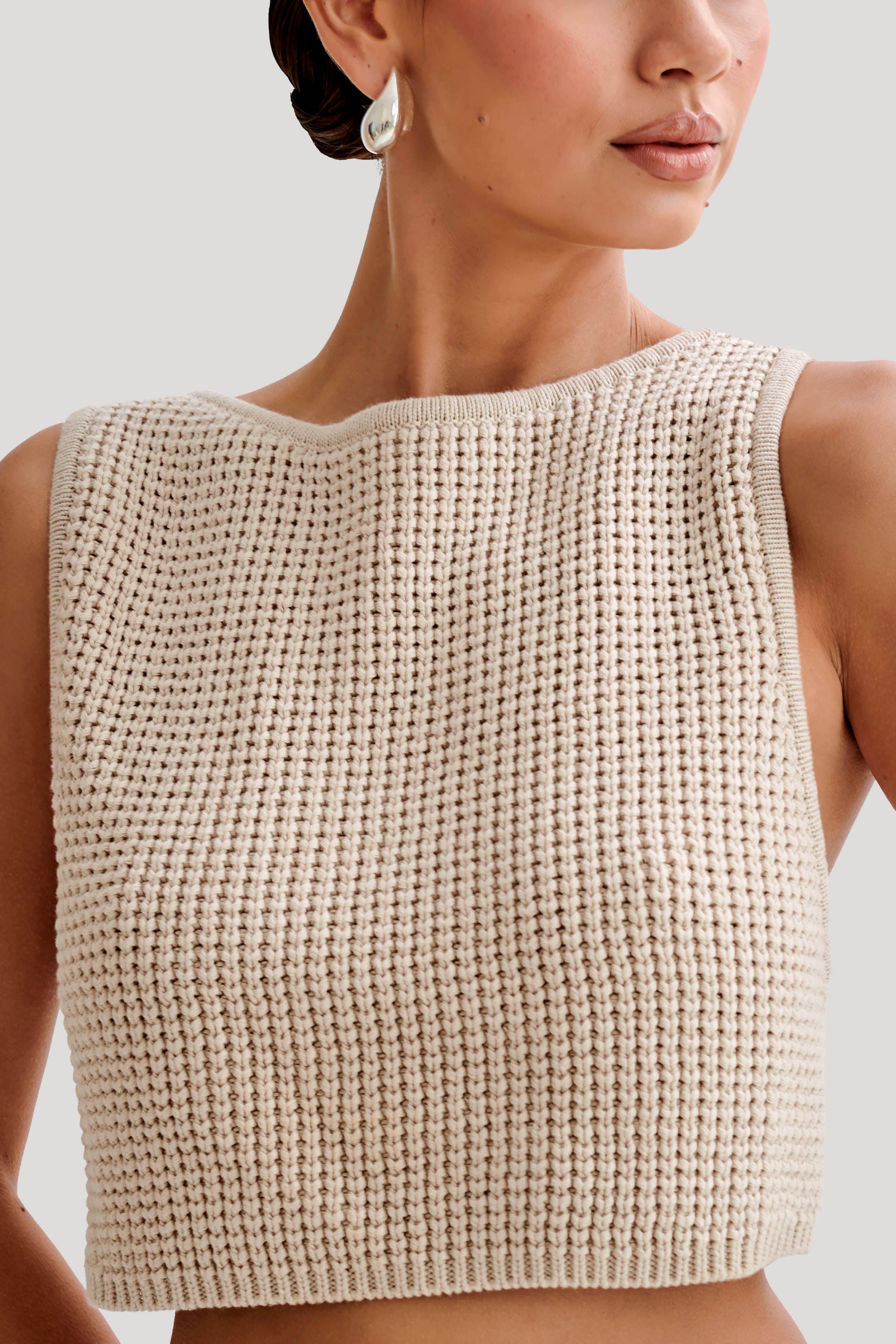 Gianni Sleeveless Knit Top - Natural、mySite、solidvoid