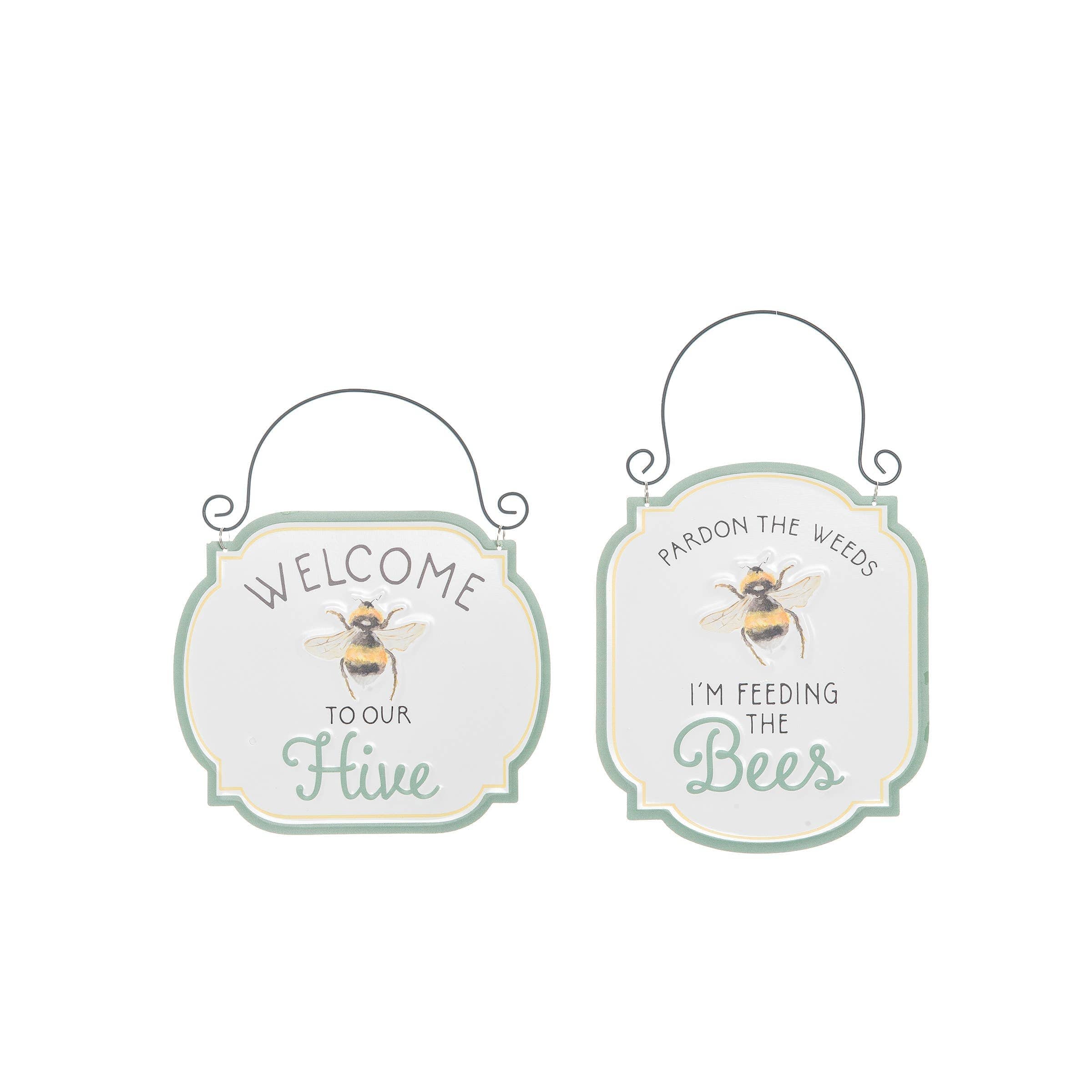 Bee Embossed Metal Sign Set of 2*、mySite、g9winljtr