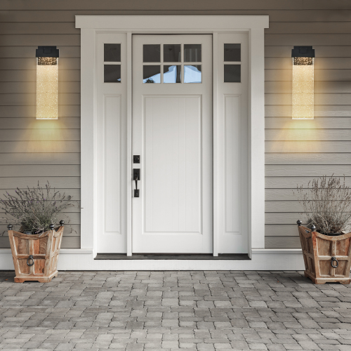 2-Pack Outdoor Wall Light Fixture, Weatherproof LED Wall Sconce with Bubble Crystal and Light Sensor - 12W Per Lamp、、eastwooduniform