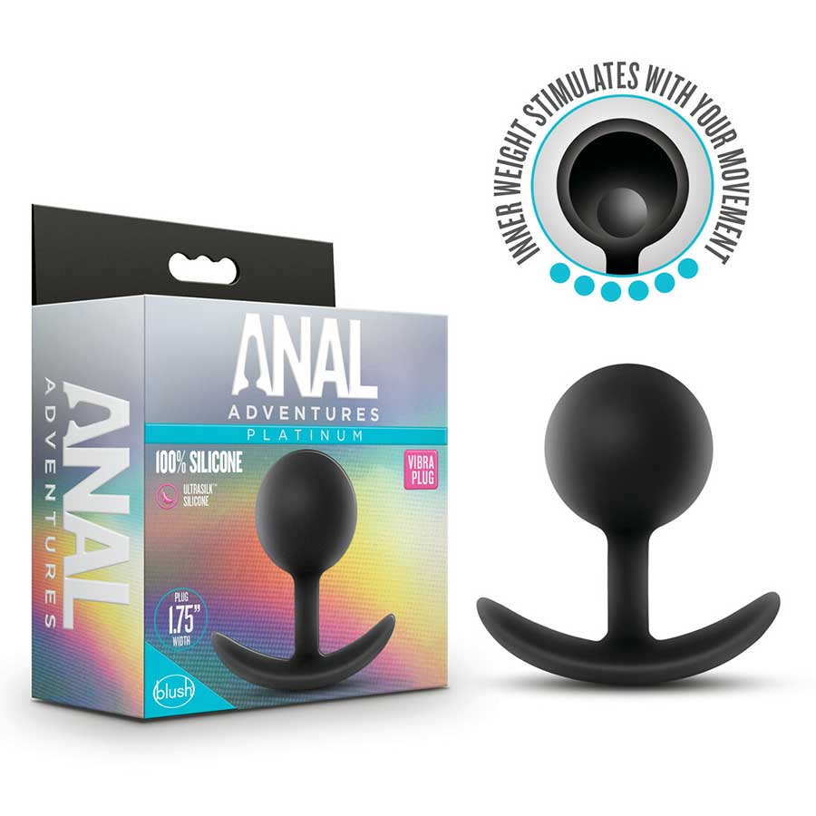 Anal Adventures Platinum Silicone Vibra Plug Black by Blush Novelties、mySite、bottomscart