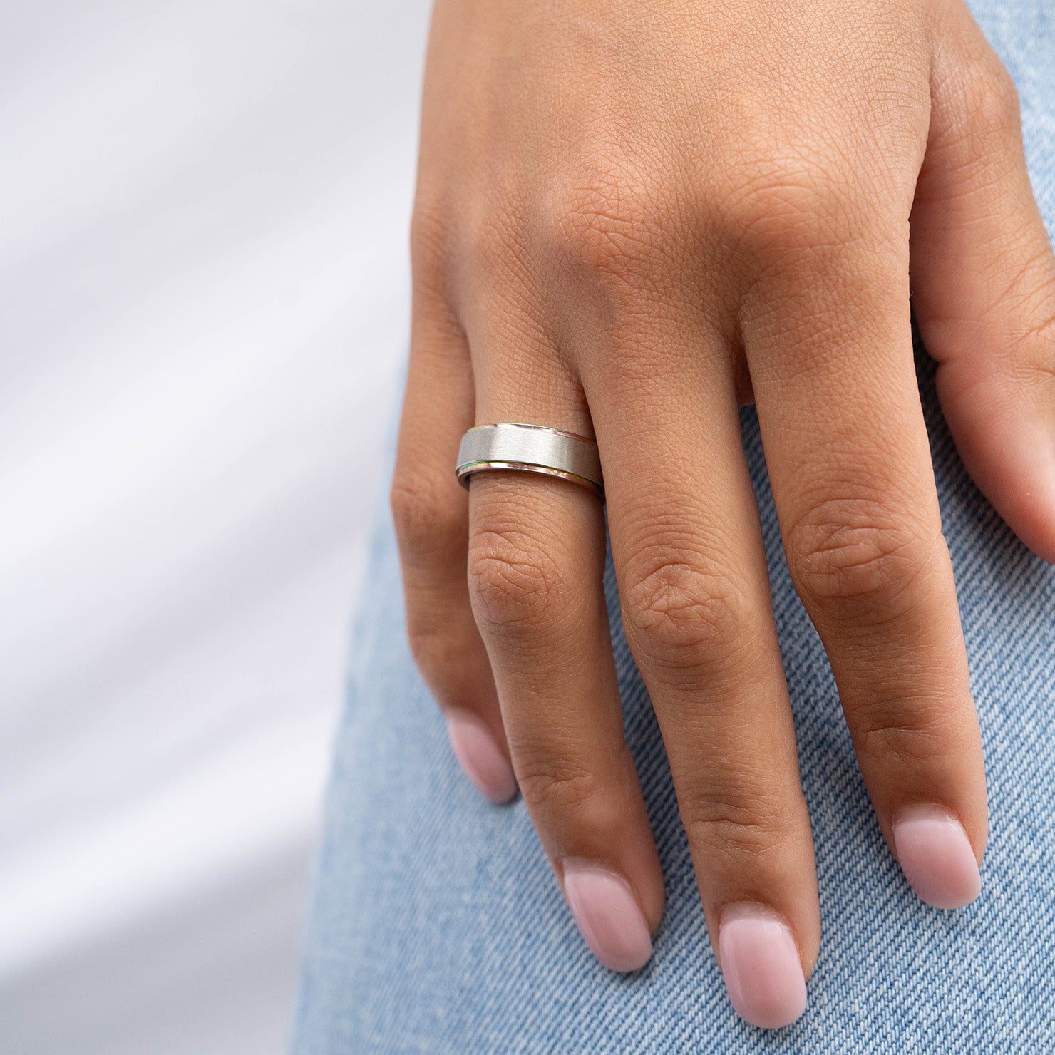 Stainless Steel Rainbow Edge Brushed Center Ring / CFR7014、mySite、dreamappss