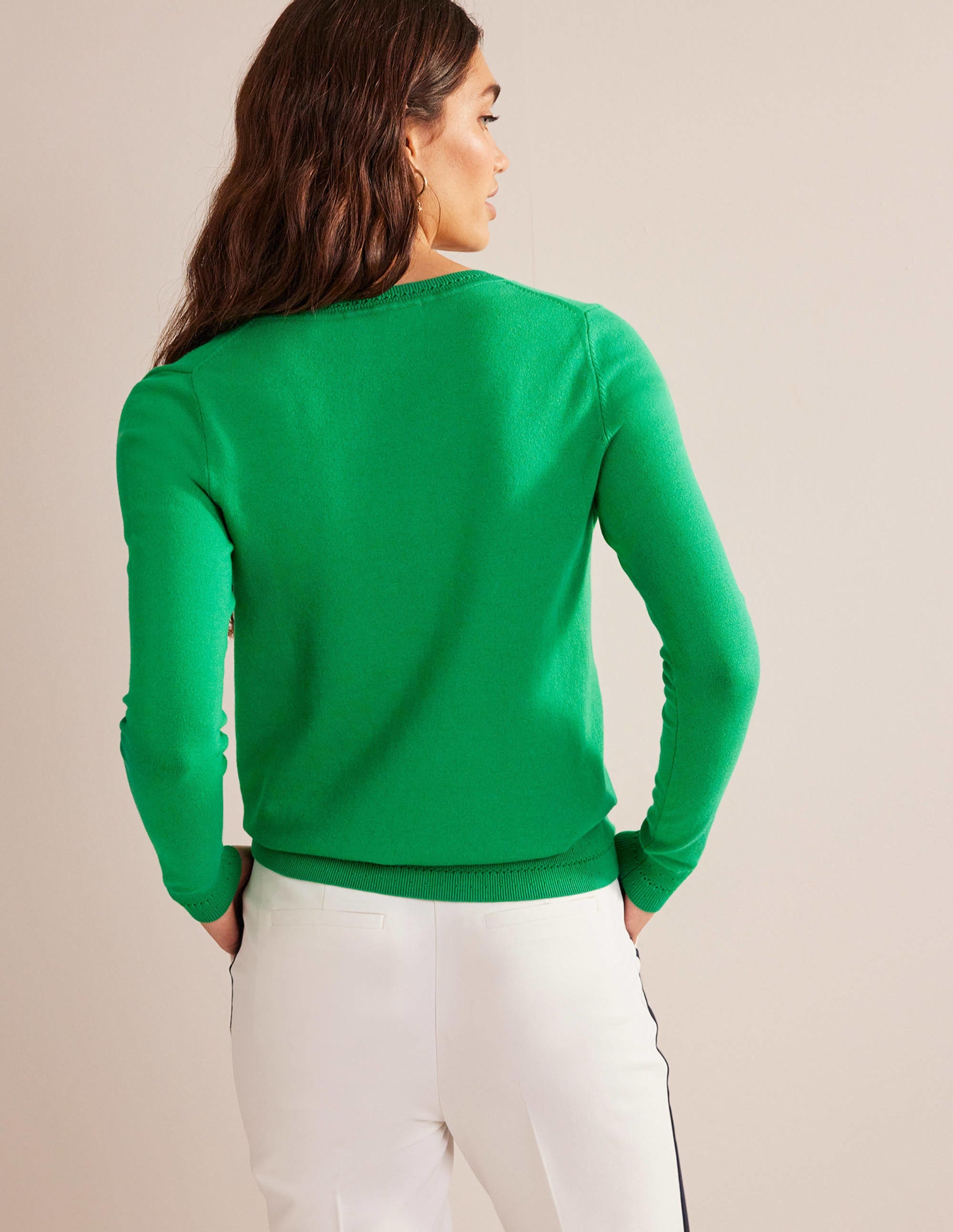  Catriona Cotton V-Neck Sweater-Fresh Mint Green、mySite、ashleygrahame