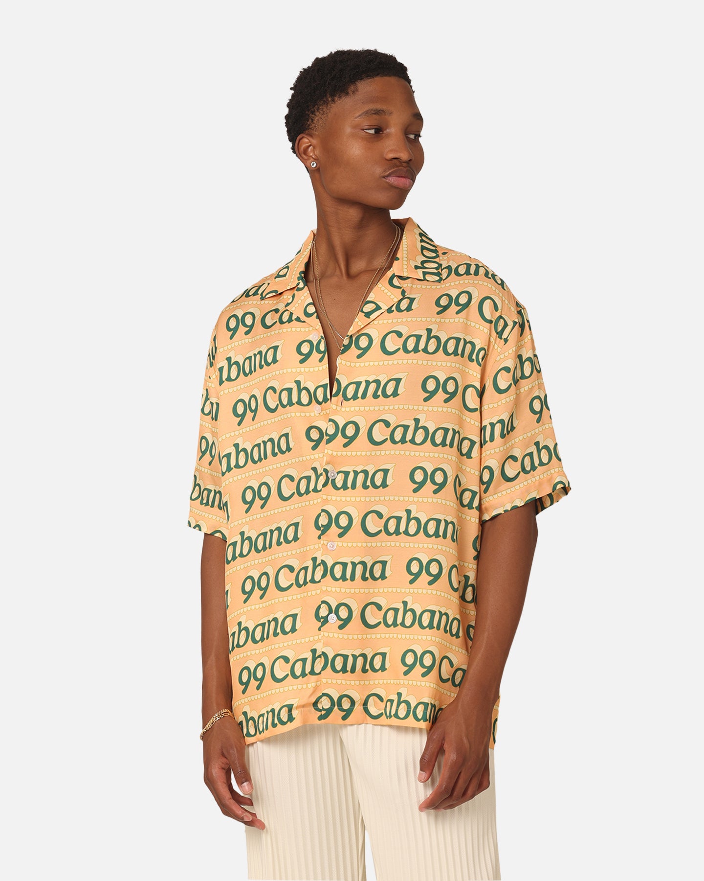 99 Cabana Logo Short Sleeve Button Up Shirt Yellow/Green、mySite、zt4zffjzw