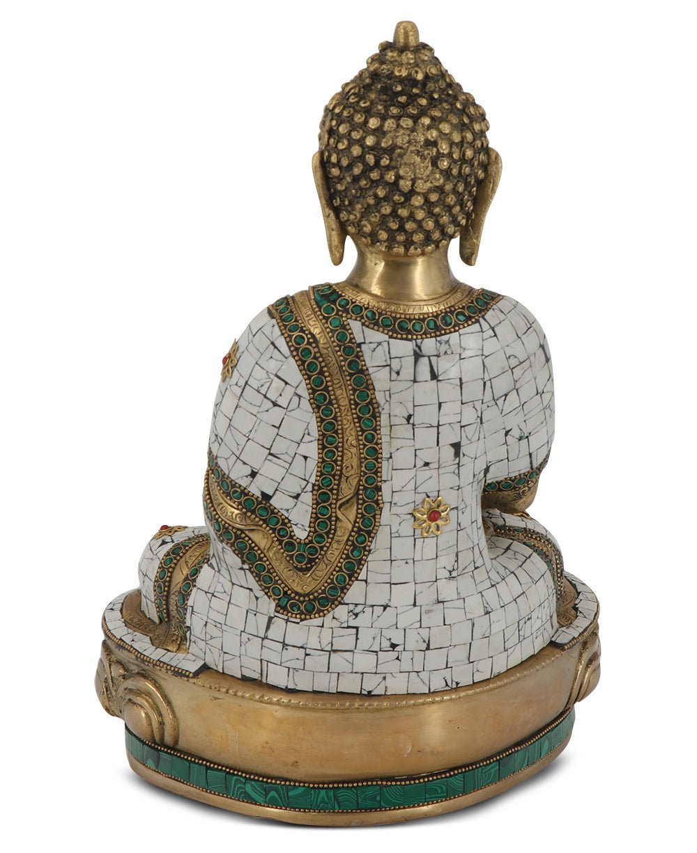 Brass Healing Medicine Buddha Statue With White & Green Mosaic、mySite、topwebapps