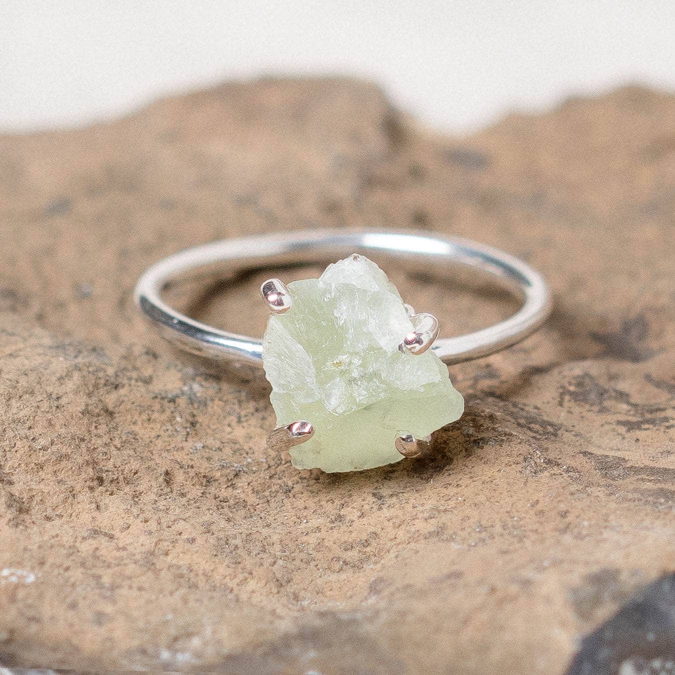 Prehnite Raw Freeform Gold or Silver Ring、mySite、hinf8tx79