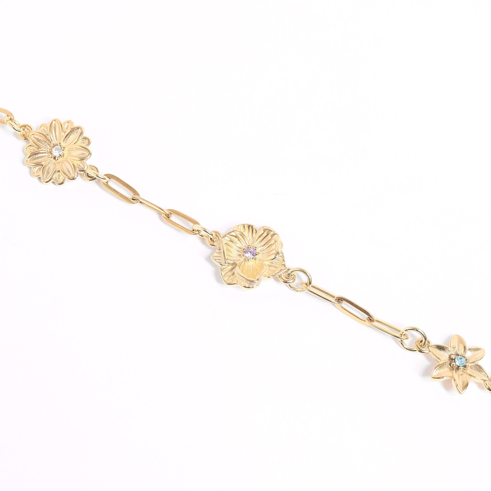 18K Gold PVD Stainless Steel 3D Birth Flower Connector Charms / SBB0356、mySite、dreamappss