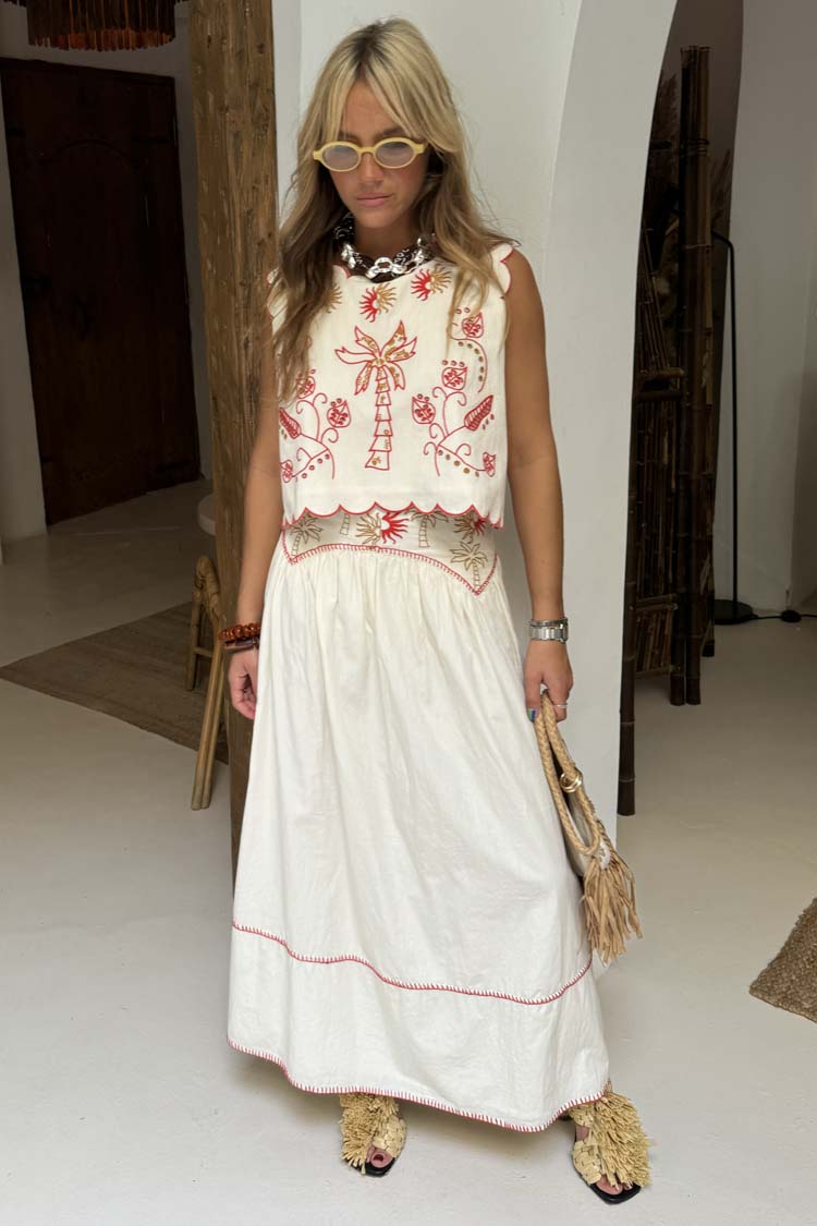 Cream and Red Pollenca Skirt、mySite、solidvoid