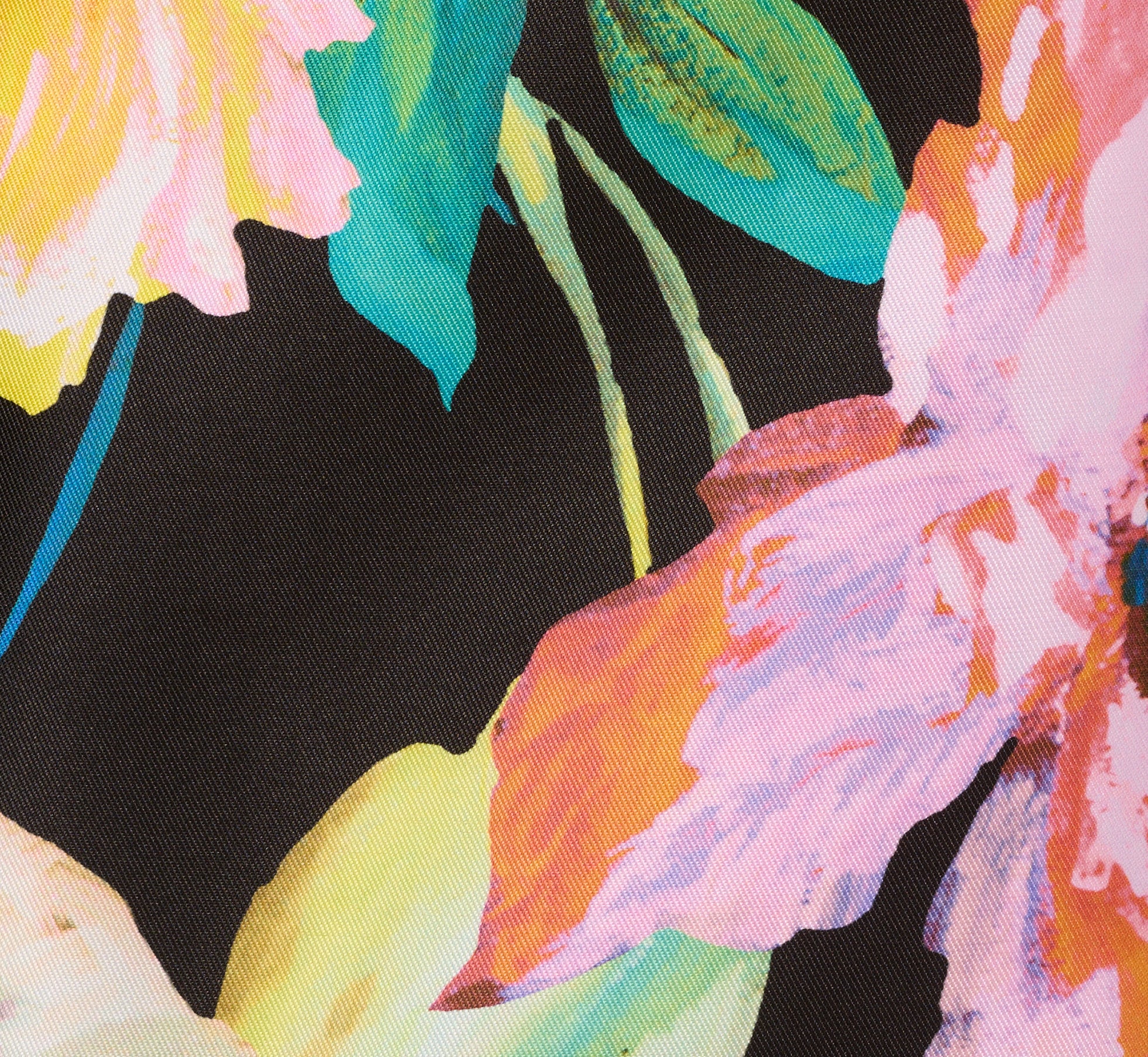 Floral Print Mikado Sleeveless Dress With High Low Skirt In Black Multi、mySite、solidvoid