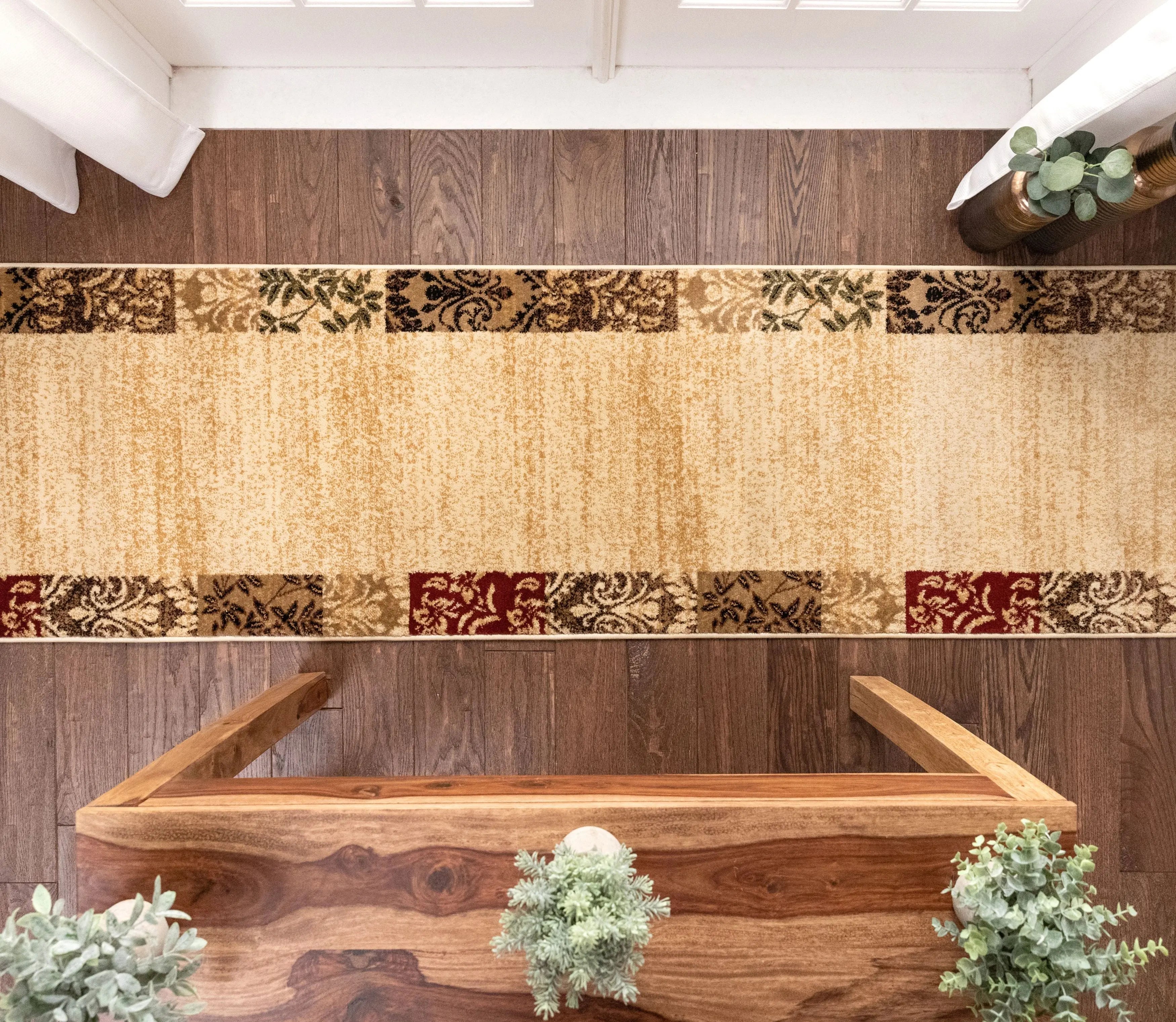 Vane Willow Damask Custom Size Runner Transitional Beige 27 Inch Wide x Choose Your Length Hallway Runner Rug、mySite、gigharbornorthrealestate