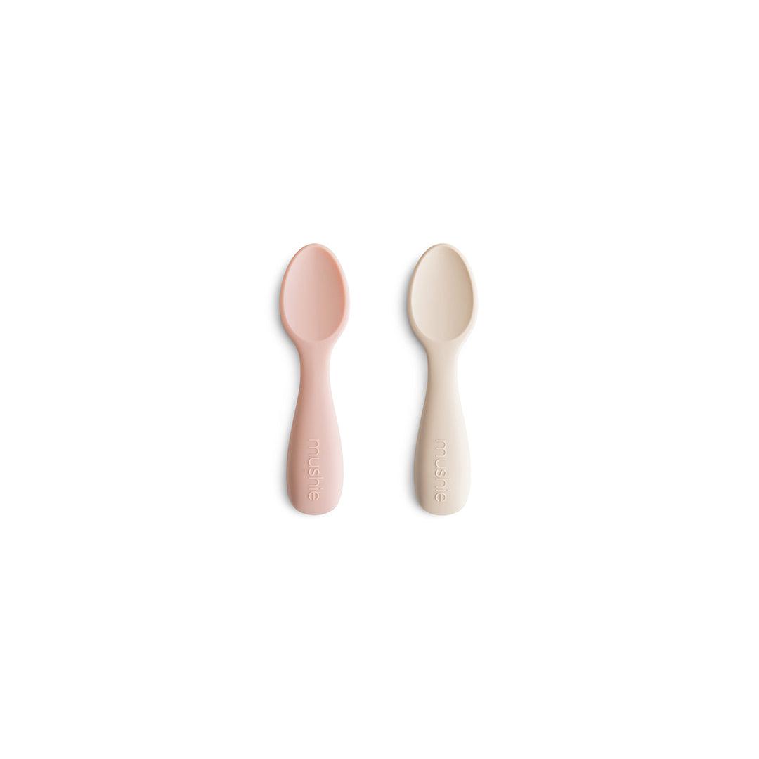  Mushie Silicone Toddler Starter Spoons | 2-Pack - Blush/Shifting Sand、mySite、merchandisen