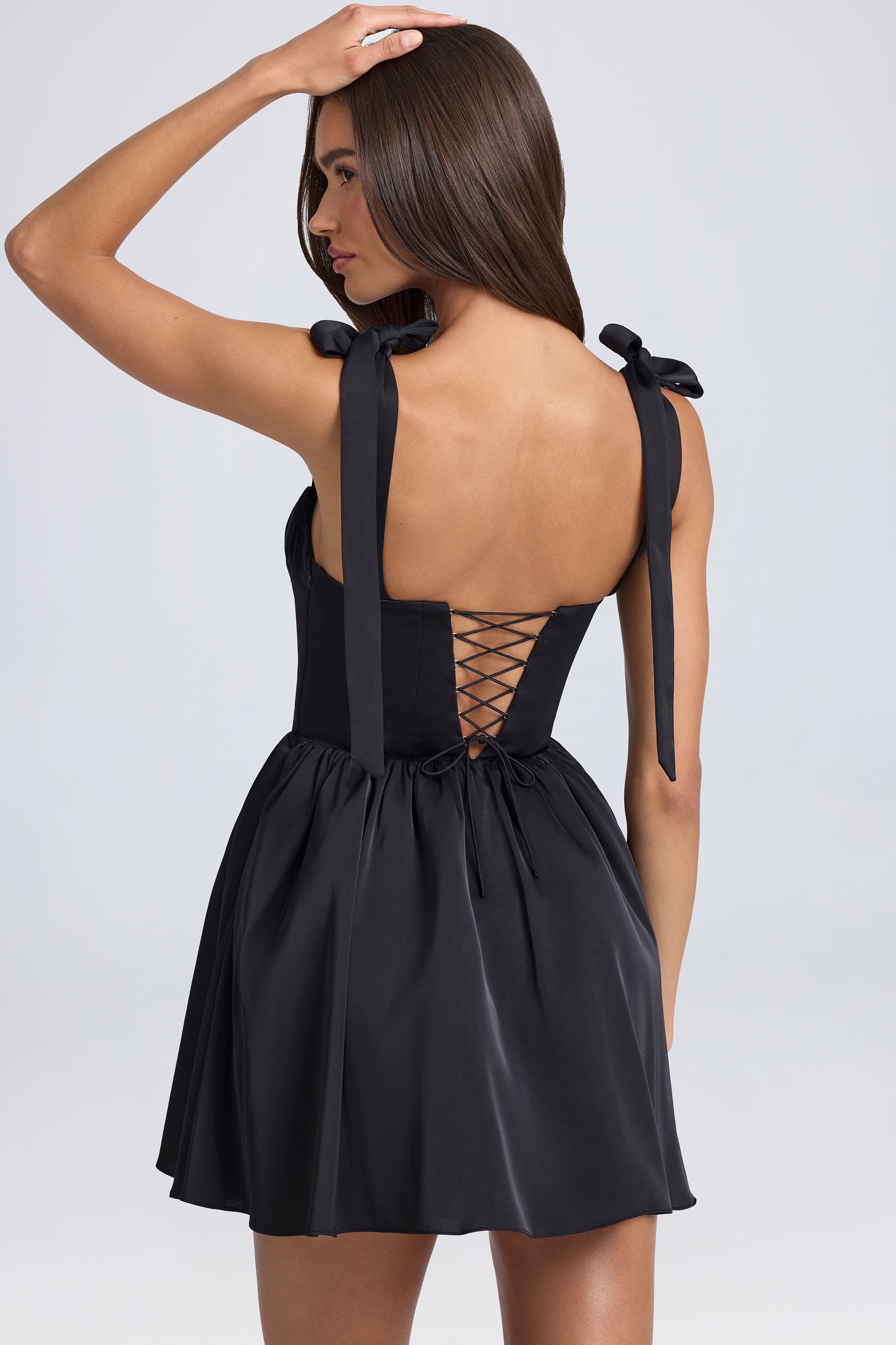 Draped Corset Mini Dress in Black、mySite、solidvoid