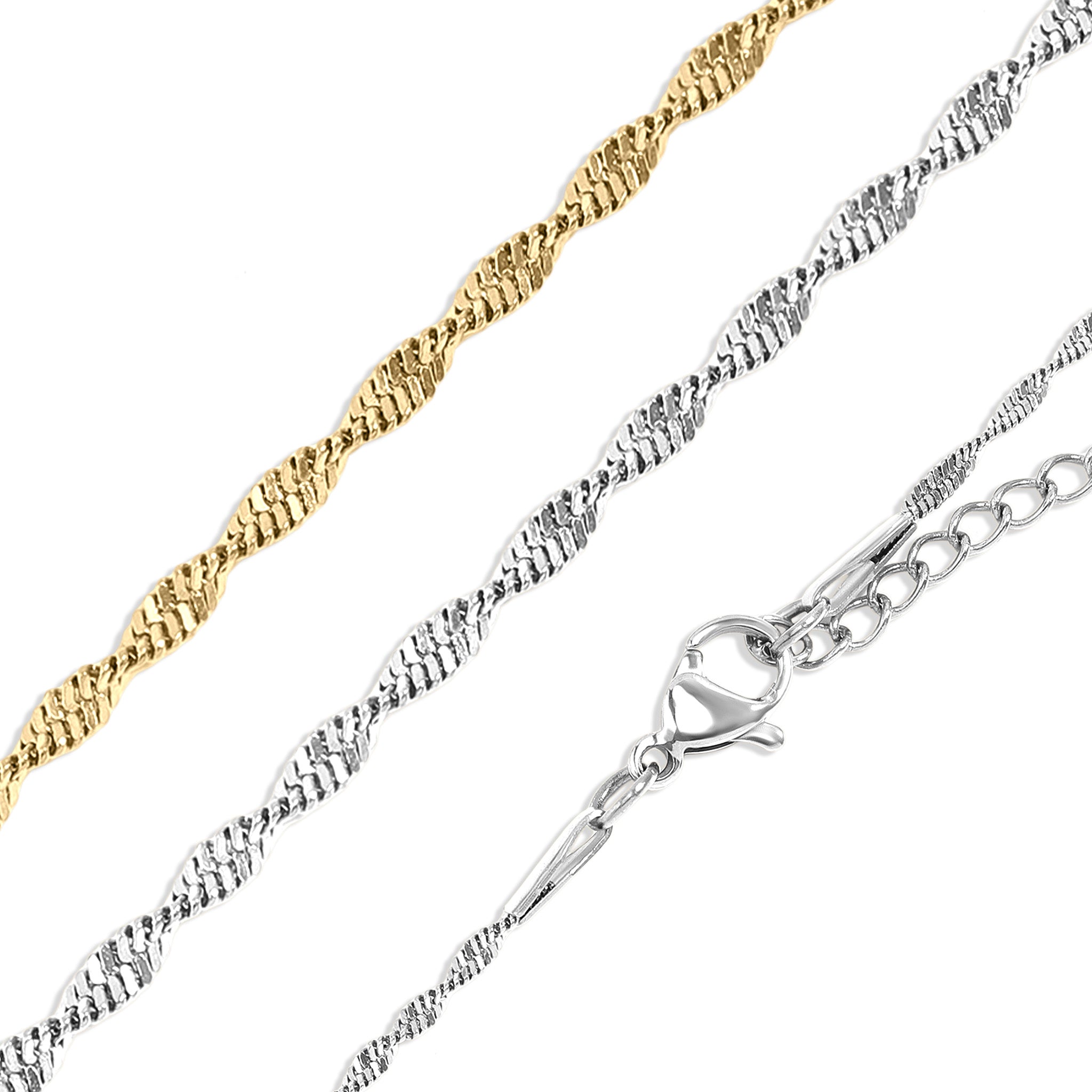 18K Gold PVD Stainless Steel Singapore Chain Necklace / CHN9961、mySite、dreamappss