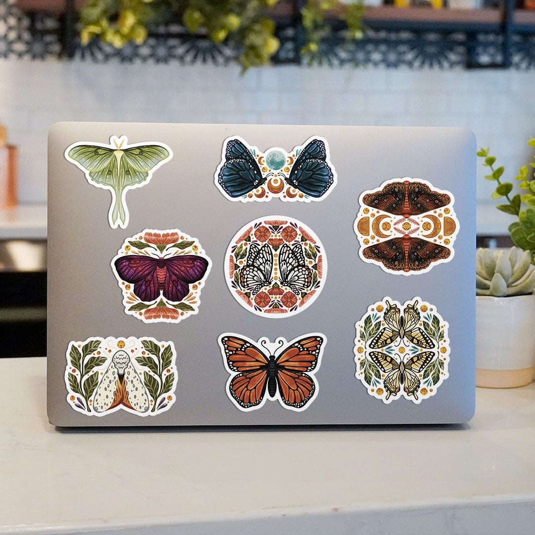  Moth and Butterfly Sticker 8 Pack、mySite、ghnorth