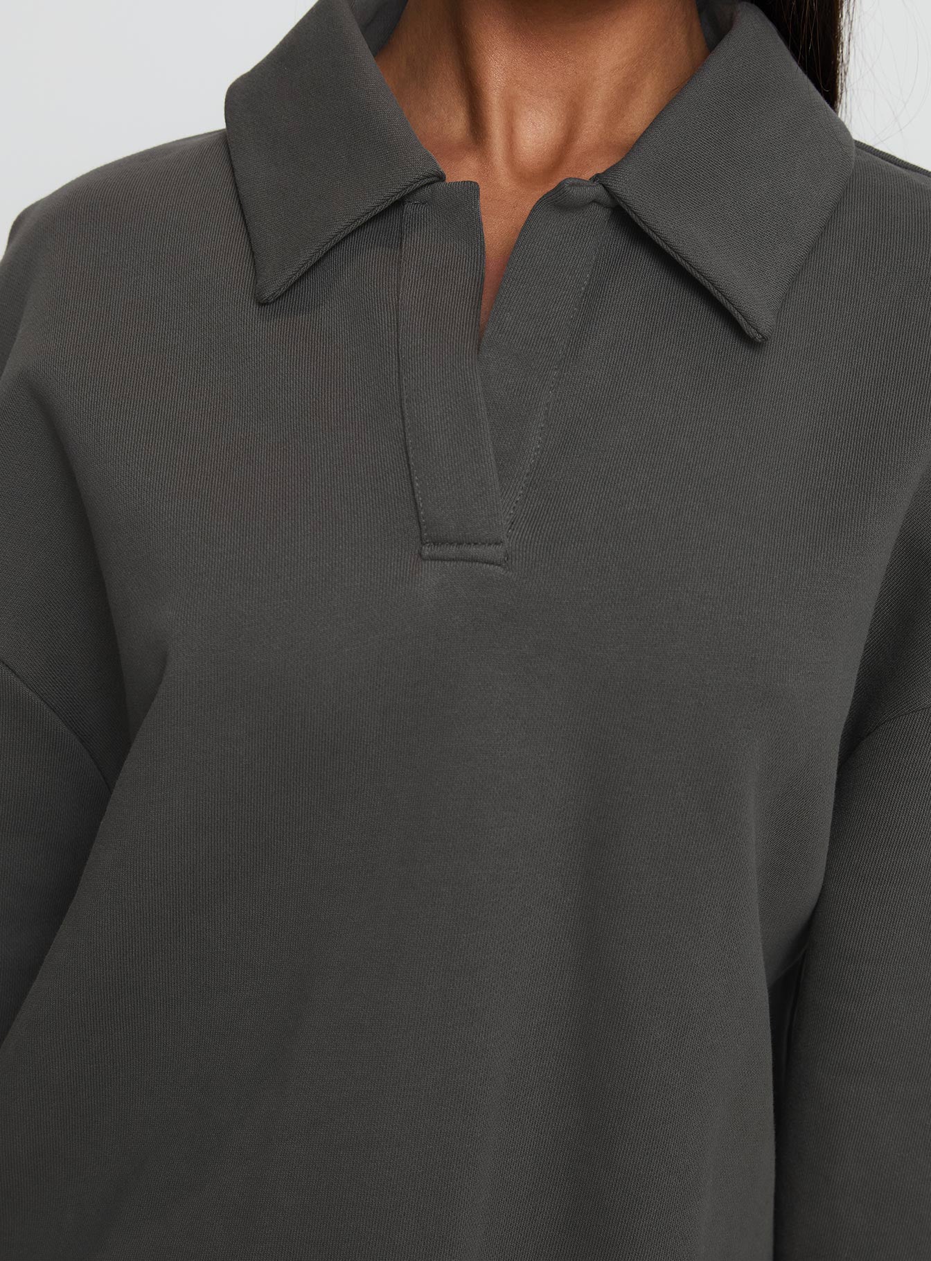 Back Around Collared Fleece Jumper Slate、mySite、solidvoid