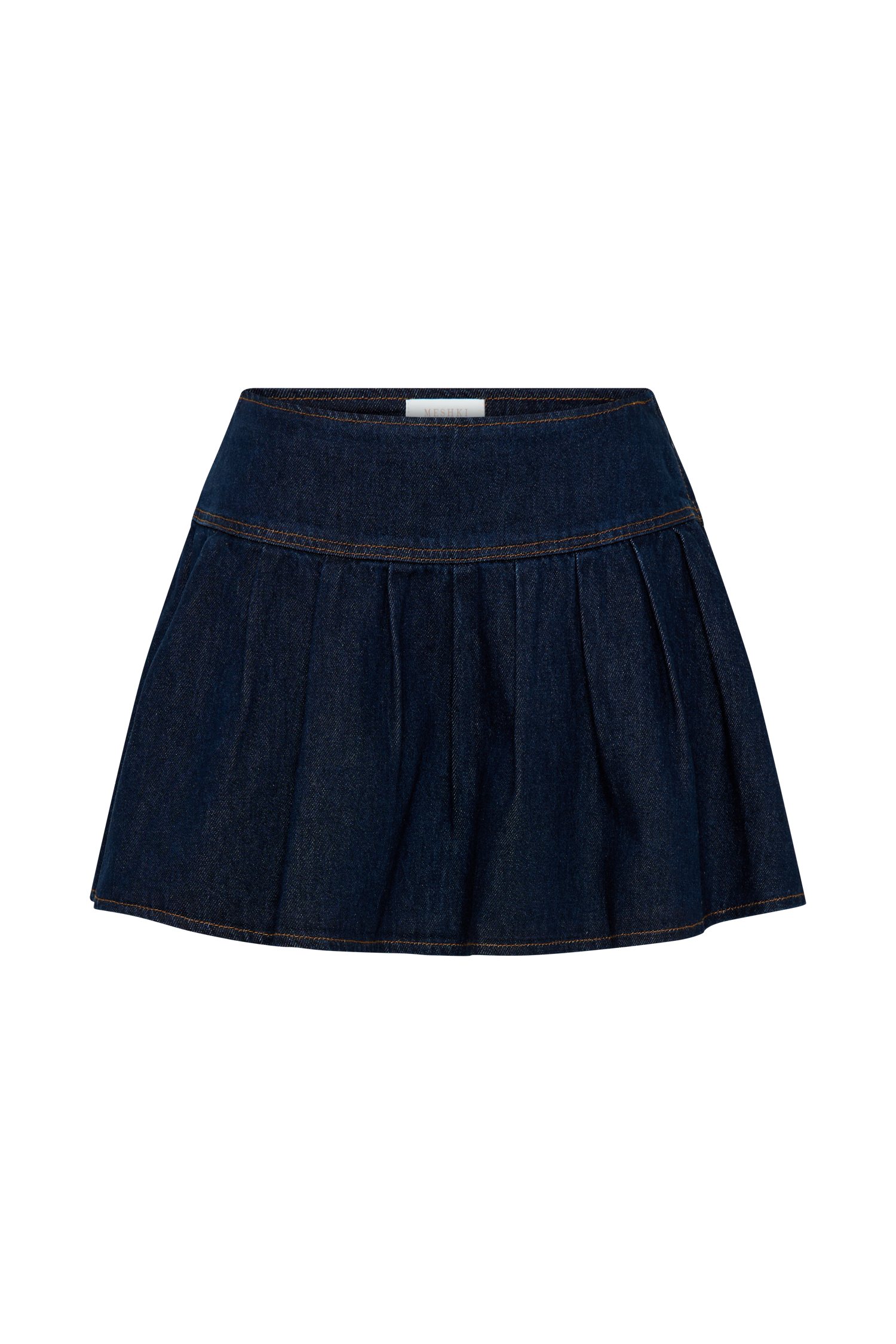 Candice Pleated Denim Mini Skirt - Indigo Blue、mySite、solidvoid