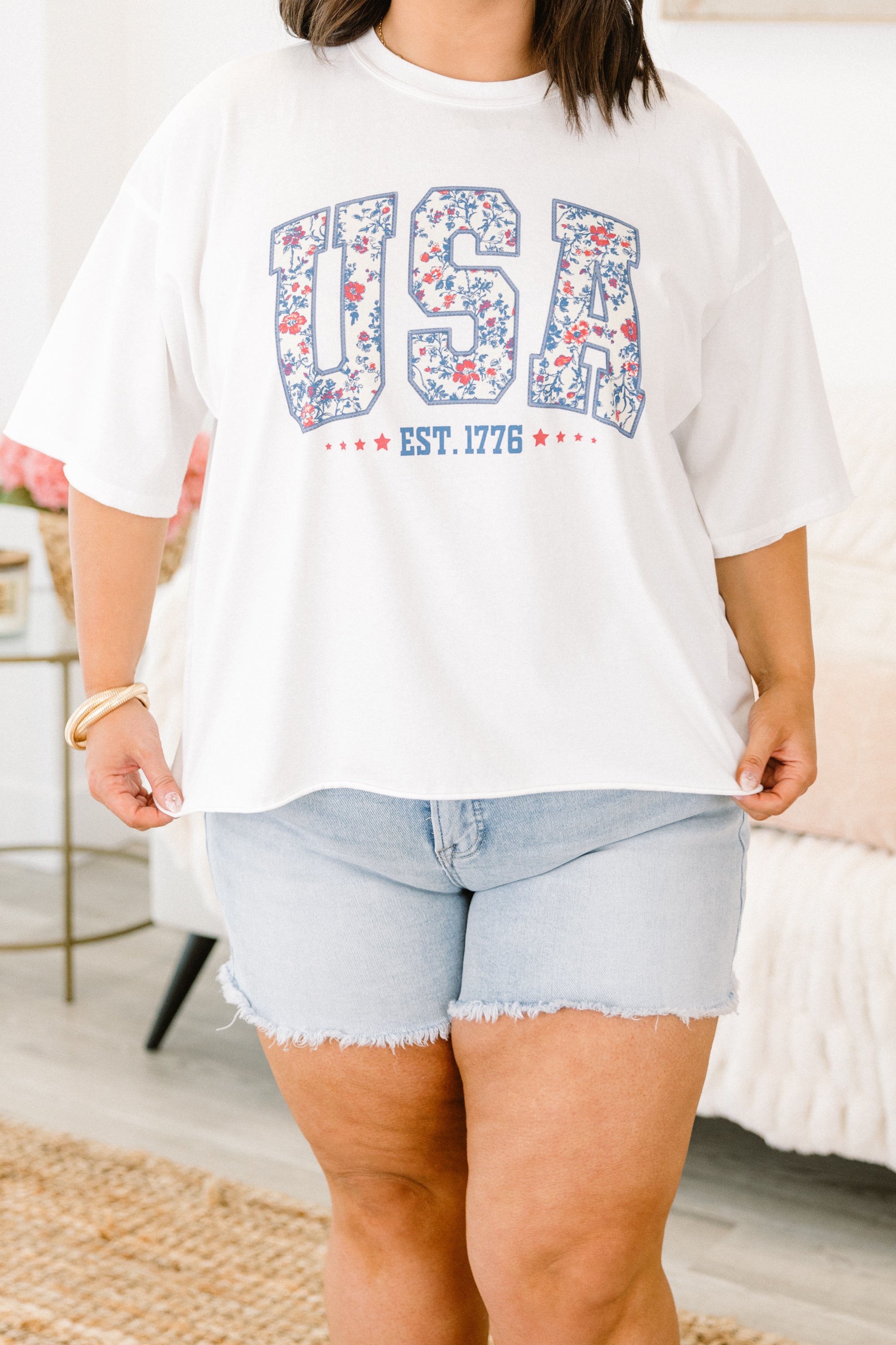  USA in Toile Vintage Wash Tee, White、mySite、justintrudeaud