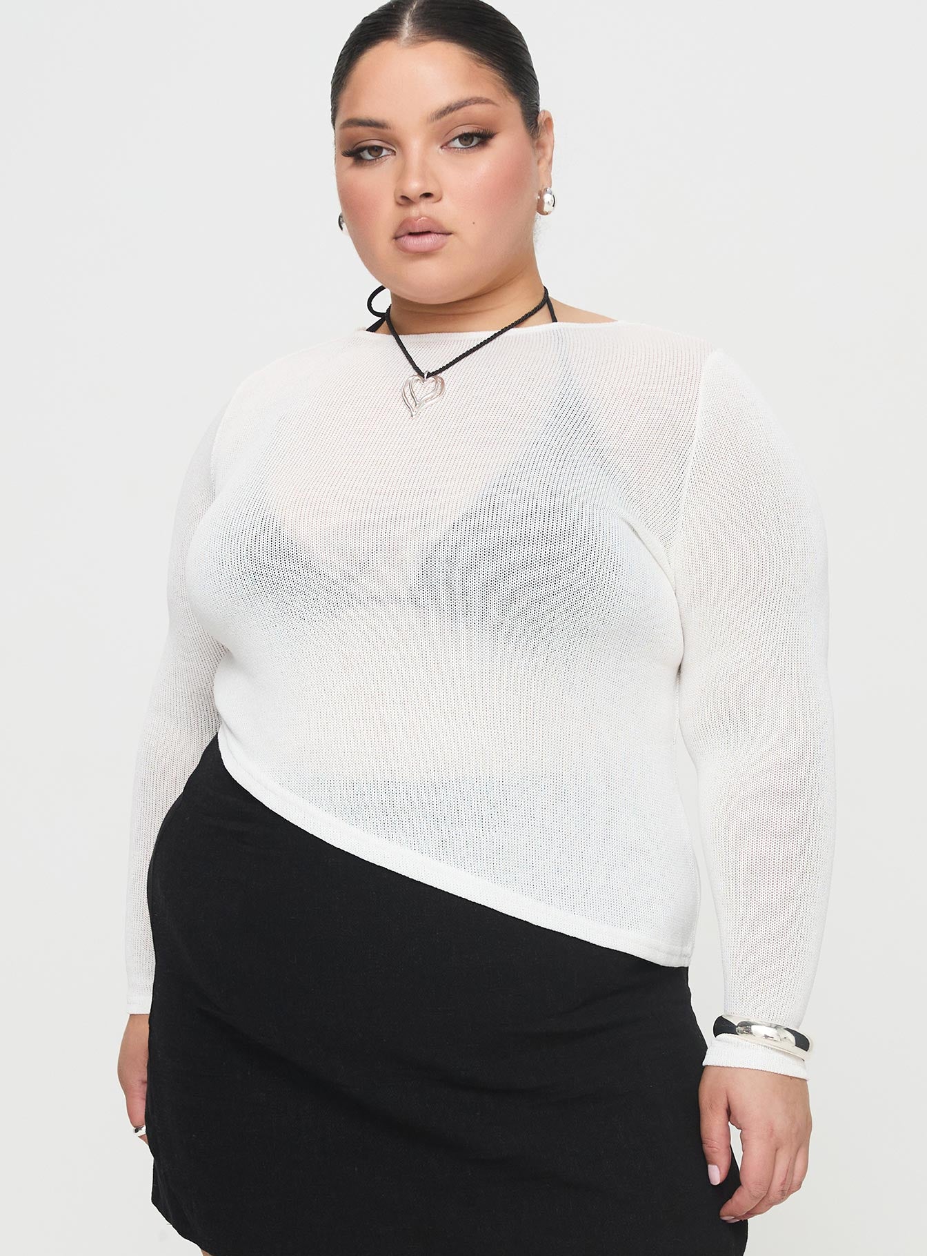 Pratt Long Sleeve Top White Curve、mySite、solidvoid