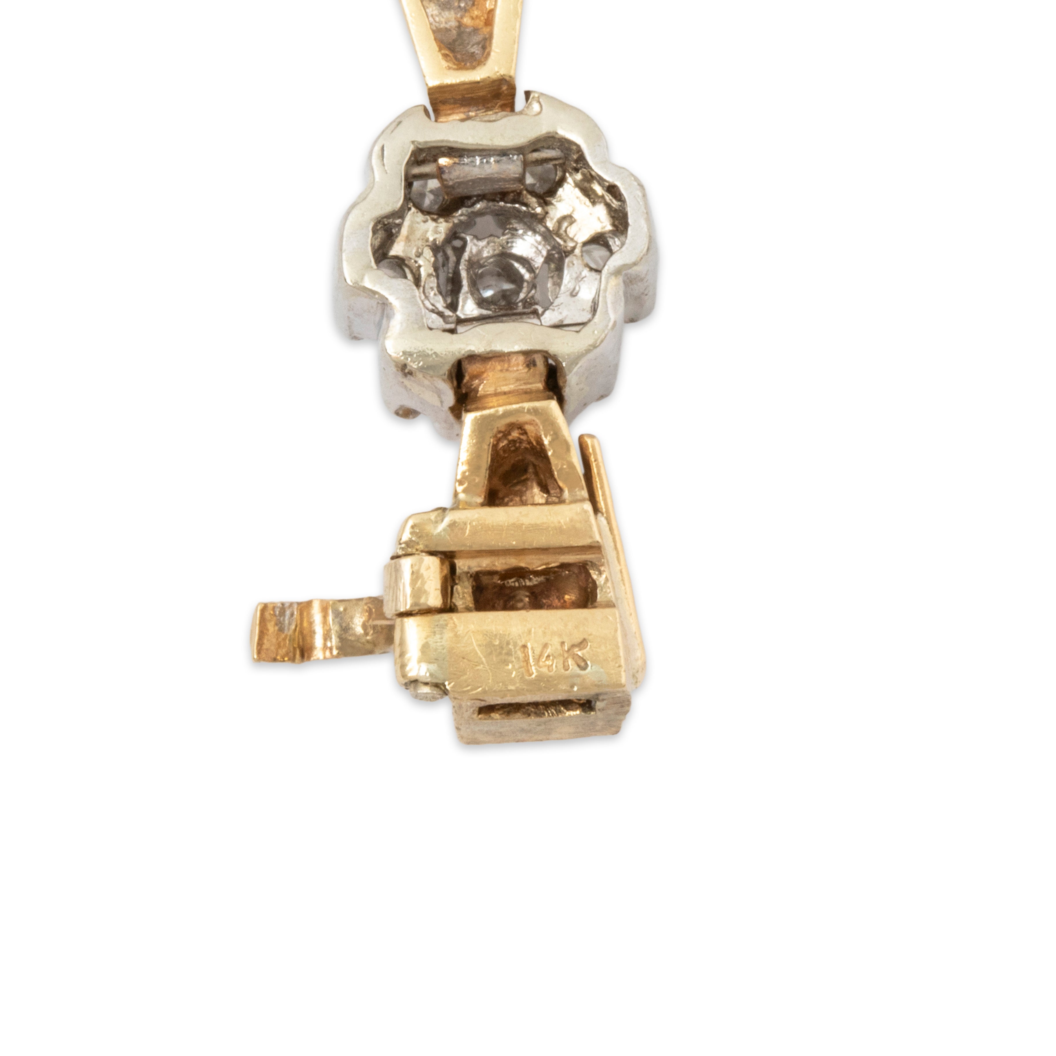 Vintage Heavy 14k Yellow Gold 1.288cttw Diamond Floriform Link Bracelet 6.5、mySite、hinf8tx79