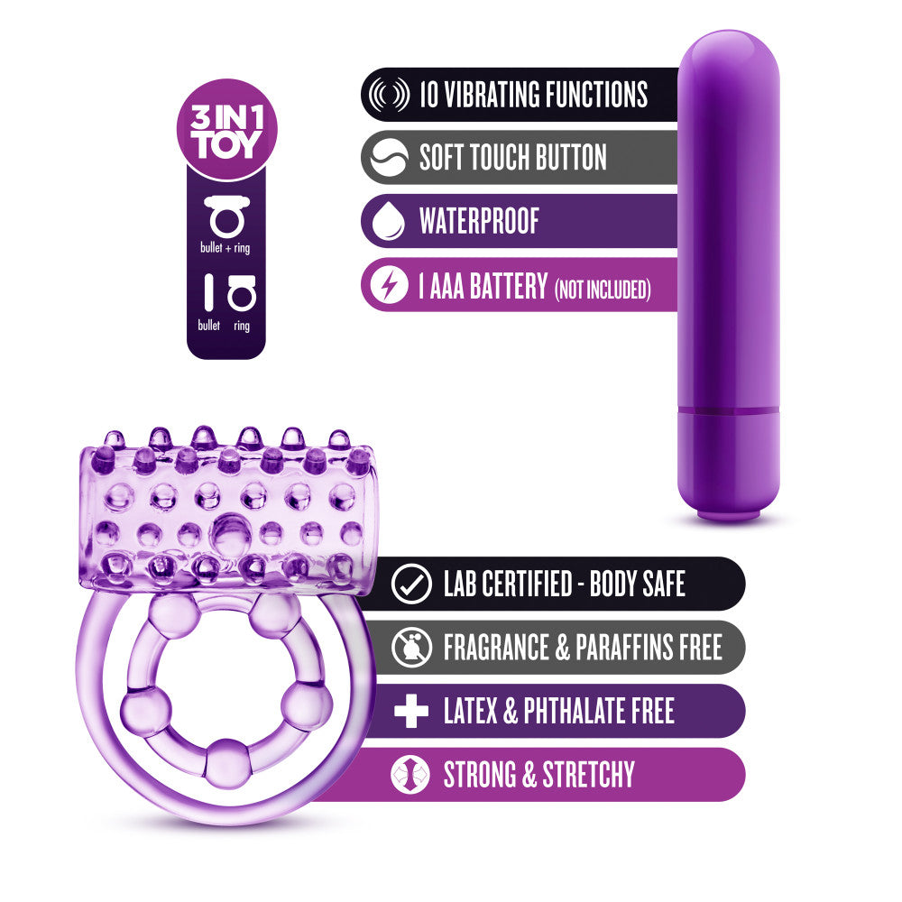 Play With Me By Blush® | The Player: Purple Vibrating Double Strap Penis Ring、mySite、bottomscart