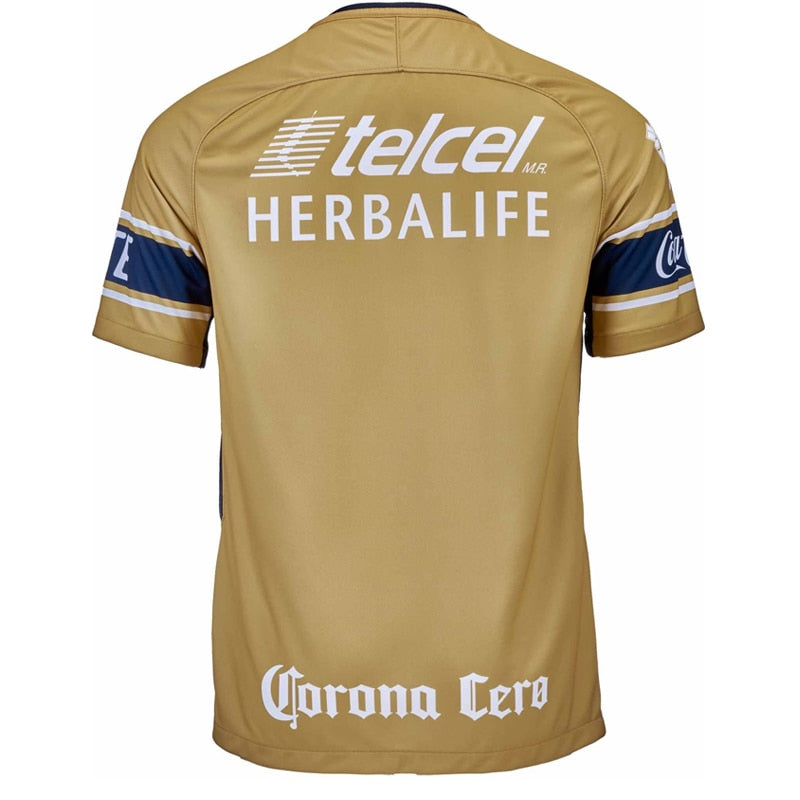 Nike Men's PUMA UNAM 18/19 Stadium Third Jersey Gold/Dark Obsidian、mySite、noshort