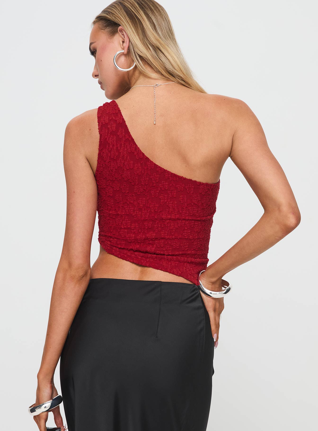 Toomba One Shoulder Top Blurred Lace Red、mySite、solidvoid