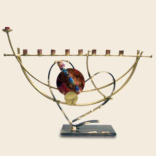 Yuri Two-Toned Heart Menorah with Wedding Shards Holder by Gary Rosenthal、mySite、topwebapps