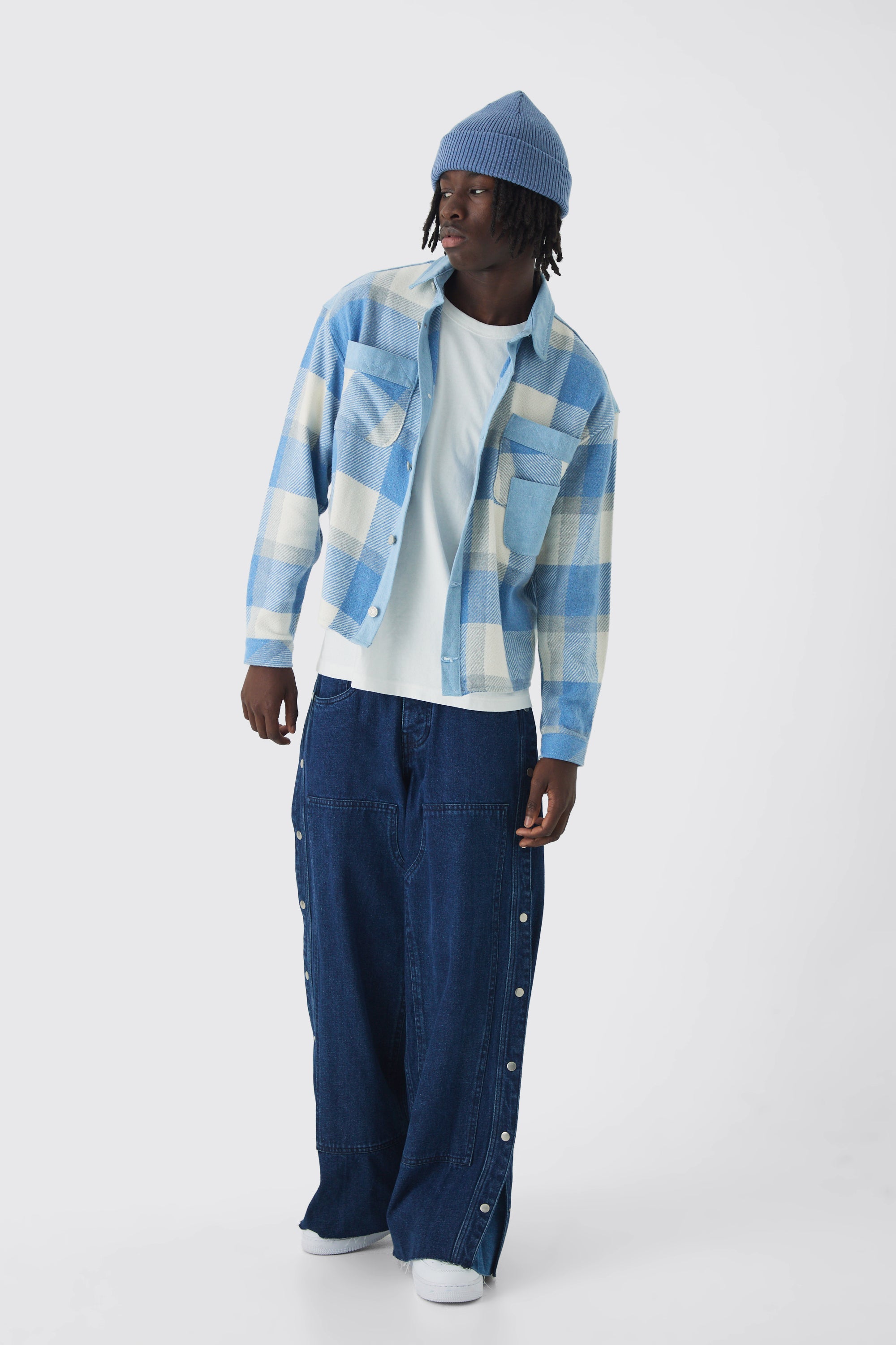 Boohooman Extreme Baggy Rigid Double Layered Jeans Mid Blue、mySite、justintrudeaud