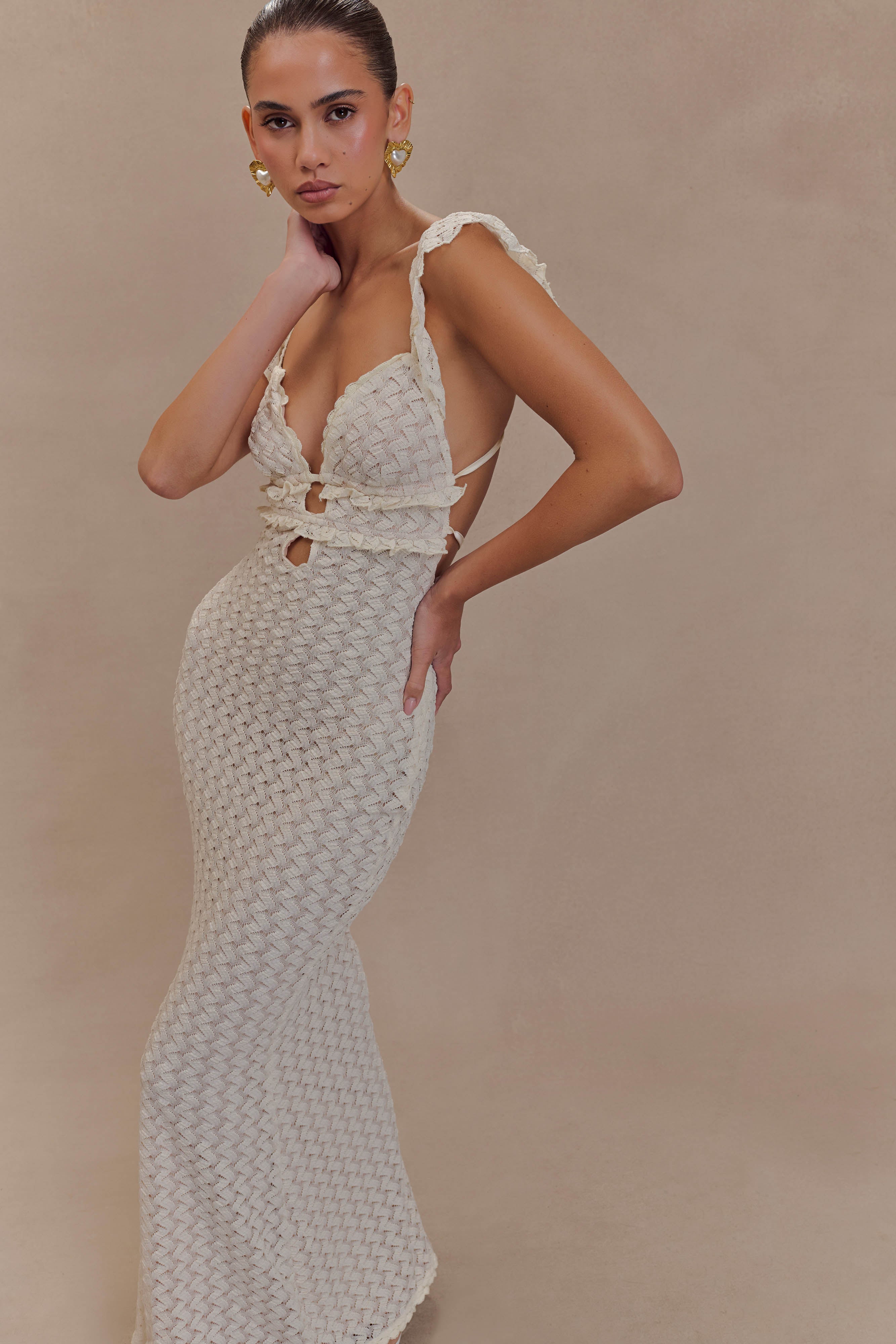 Ezra Lace Maxi Dress - Ivory、mySite、solidvoid
