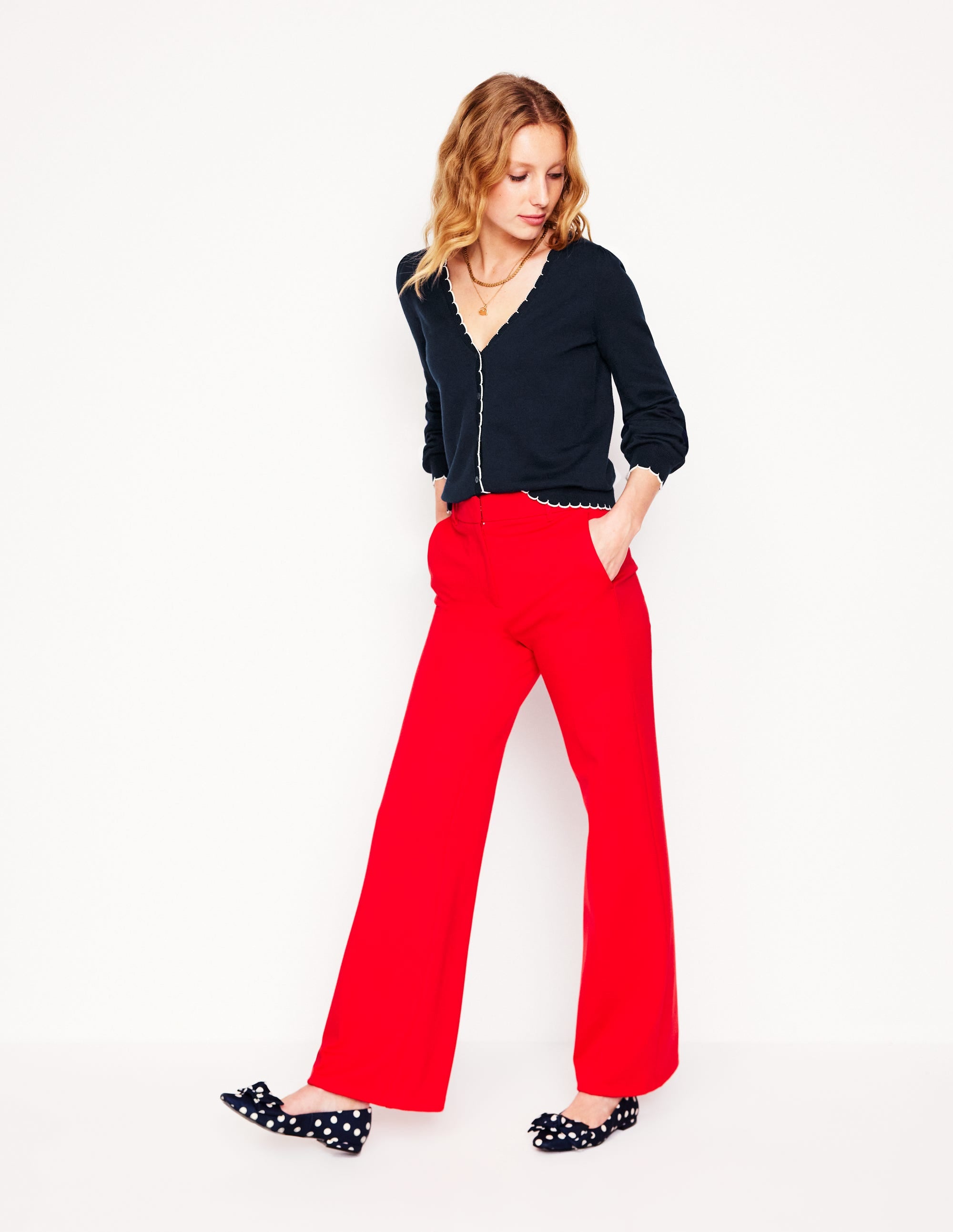  Pru Scallop Trim Cardigan-Navy、mySite、ashleygrahame