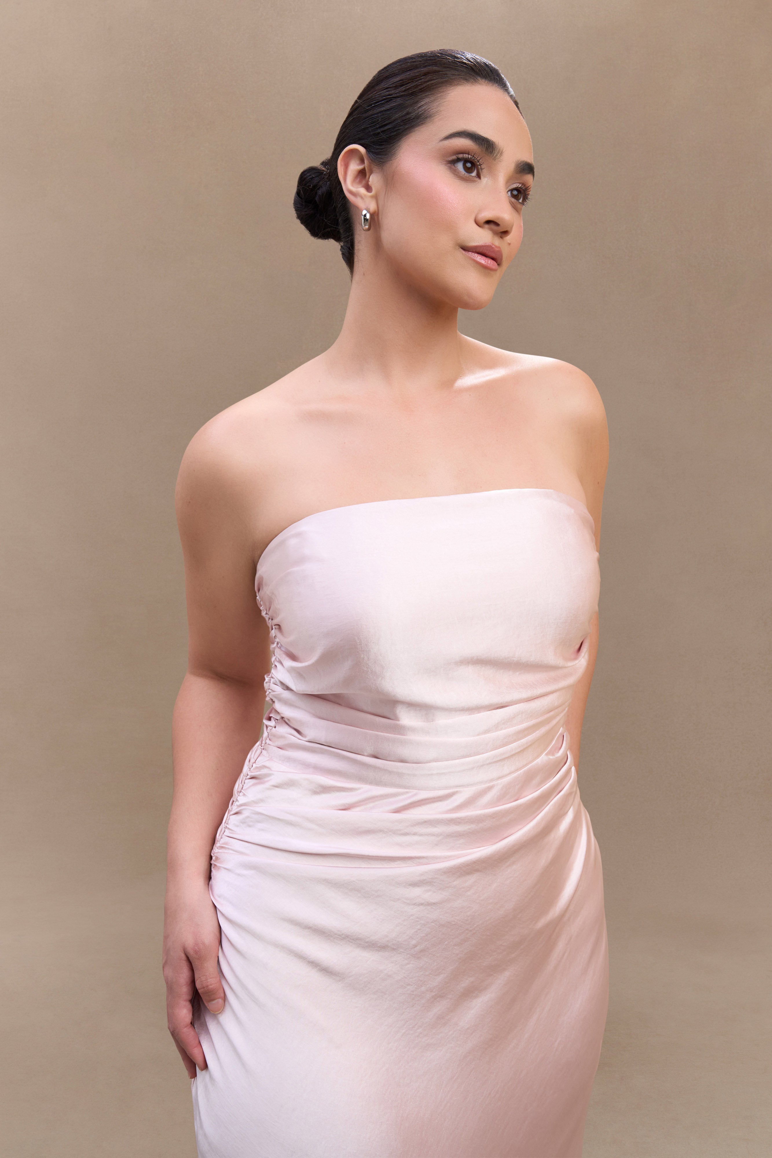 Cedar Strapless Satin Maxi Dress - Soft Pink、mySite、solidvoid