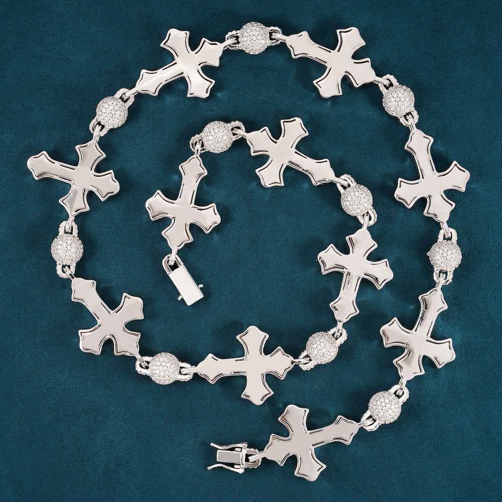 Moissanite Baguette Cross Custom Link Chain 14k Gold、mySite、hinf8tx79