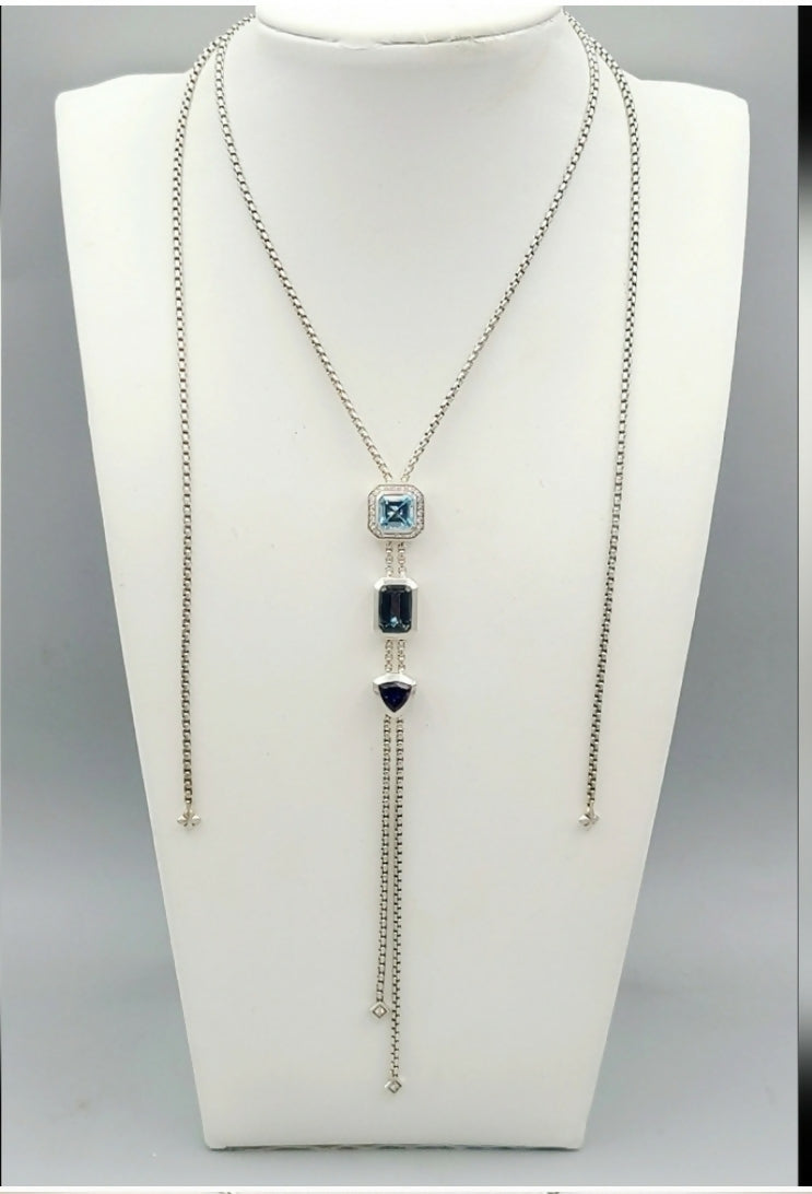 David Yurman Novella Y Necklace 鈥?Blue Topaz & Pave Diamonds、mySite、hinf8tx79