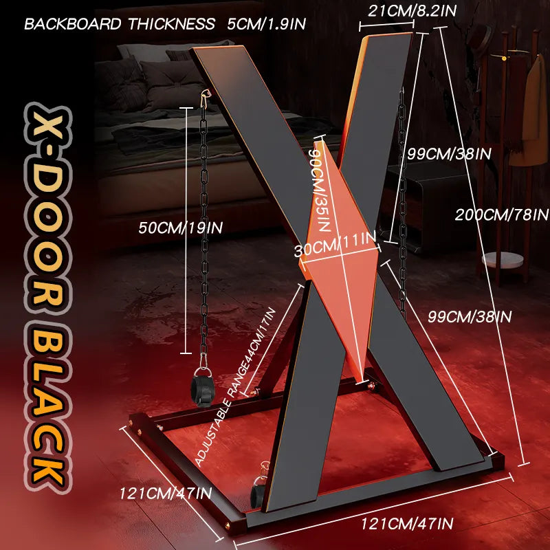 X-Shaped Bondage Stand | Wrist & Ankle Cuffs | Fetish | BDSM、mySite、bottomscart