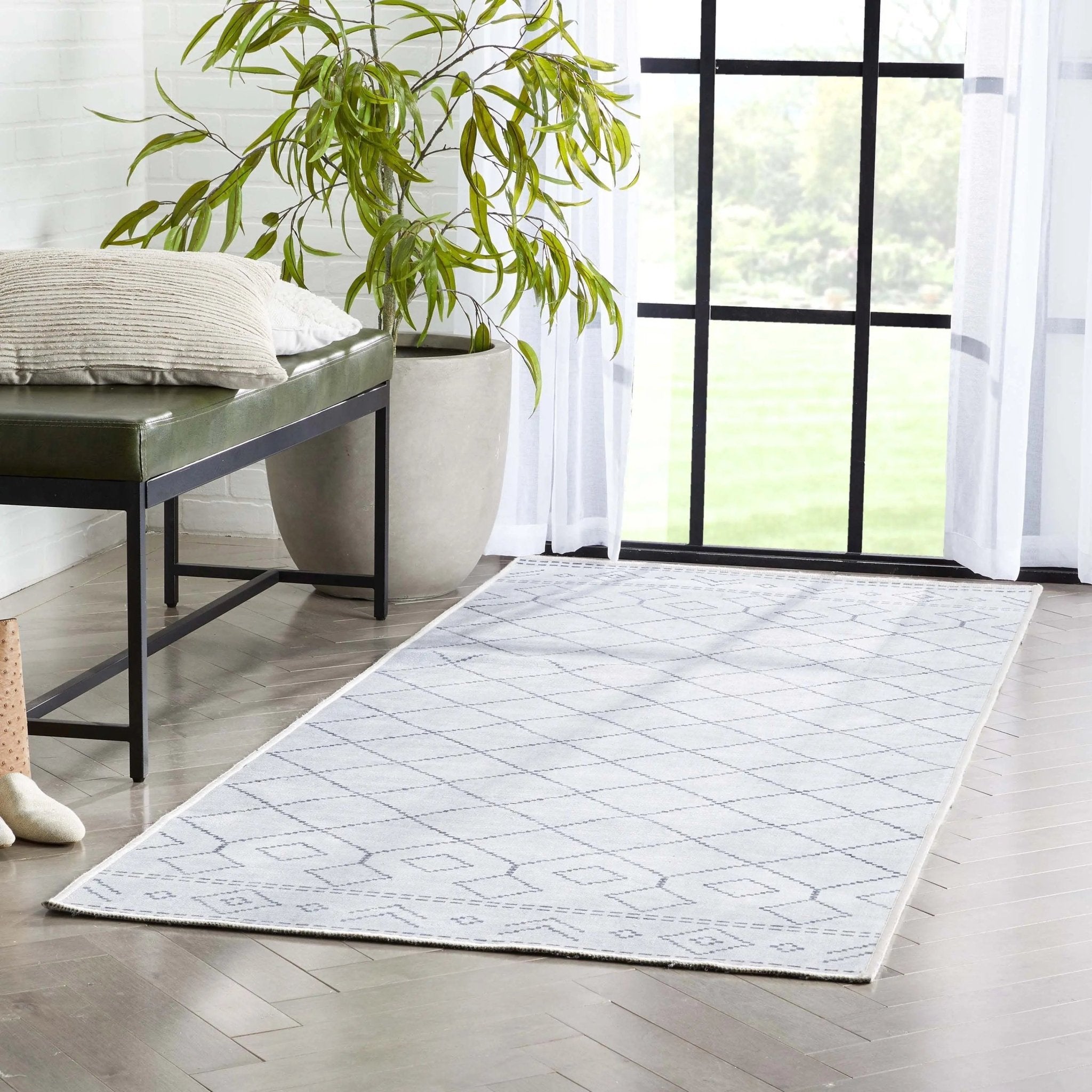Anastasia Moroccan Trellis Pattern Ivory Grey Area Flat-Weave Rug、mySite、gigharbornorthrealestate