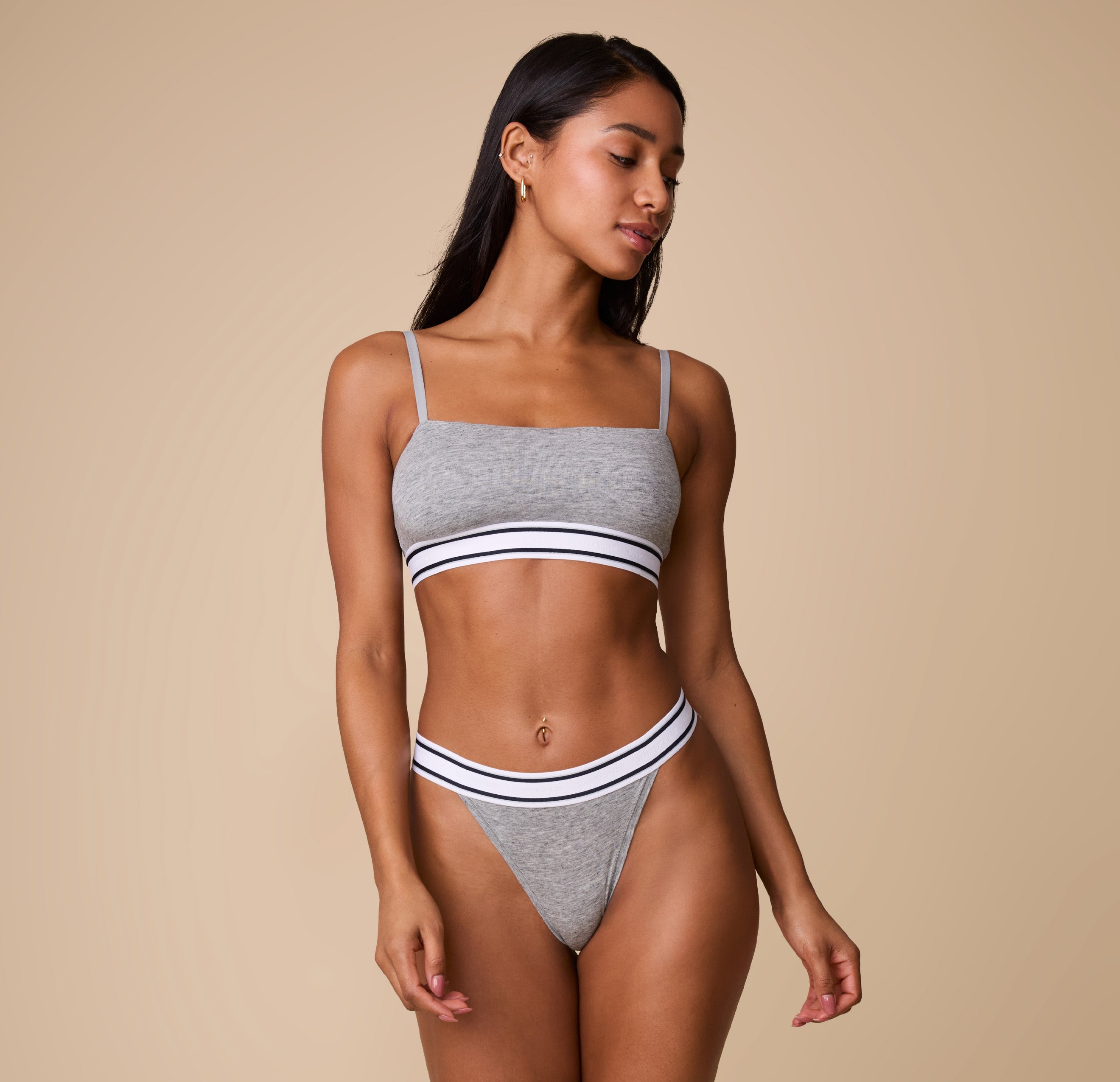 Cloud Cotton Retro French Cut Bikini - Heather Charcoal、mySite、bengalsvssteelers