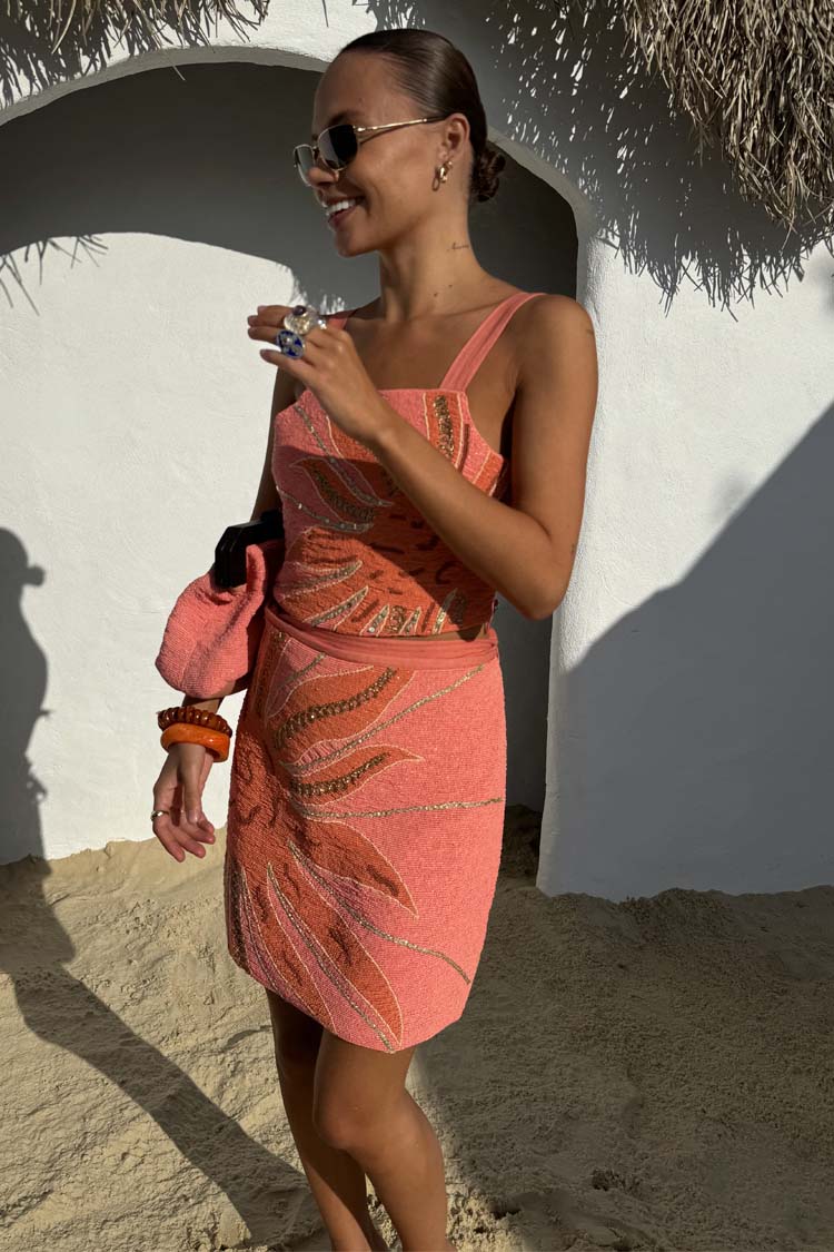 Pink Sol Beaded Wrap Skirt、mySite、solidvoid