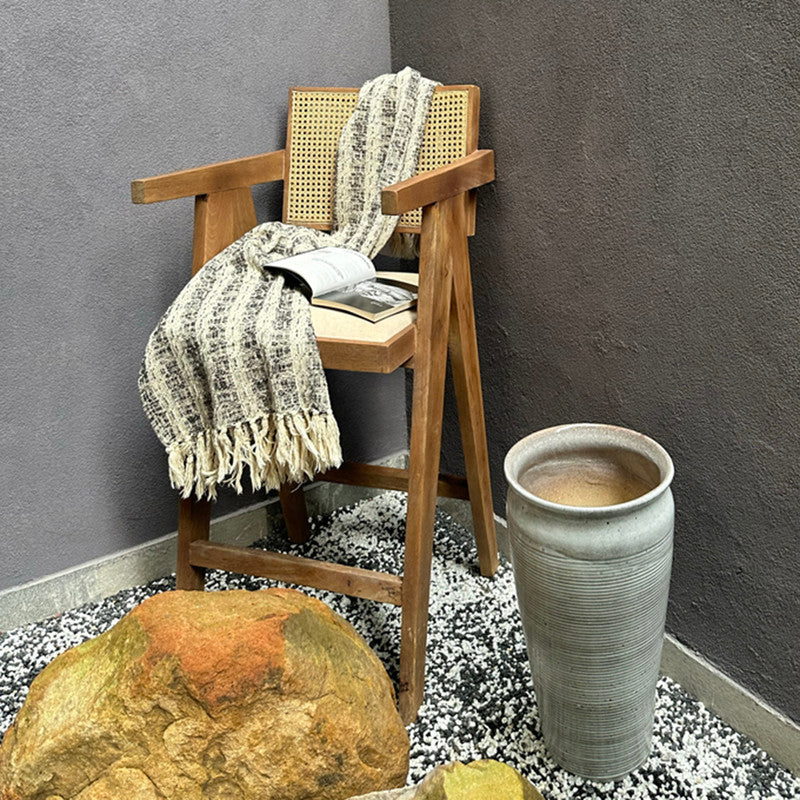 Cotton Cottage Throw | Black | 168 x 120 cm、mySite、camillekostekn