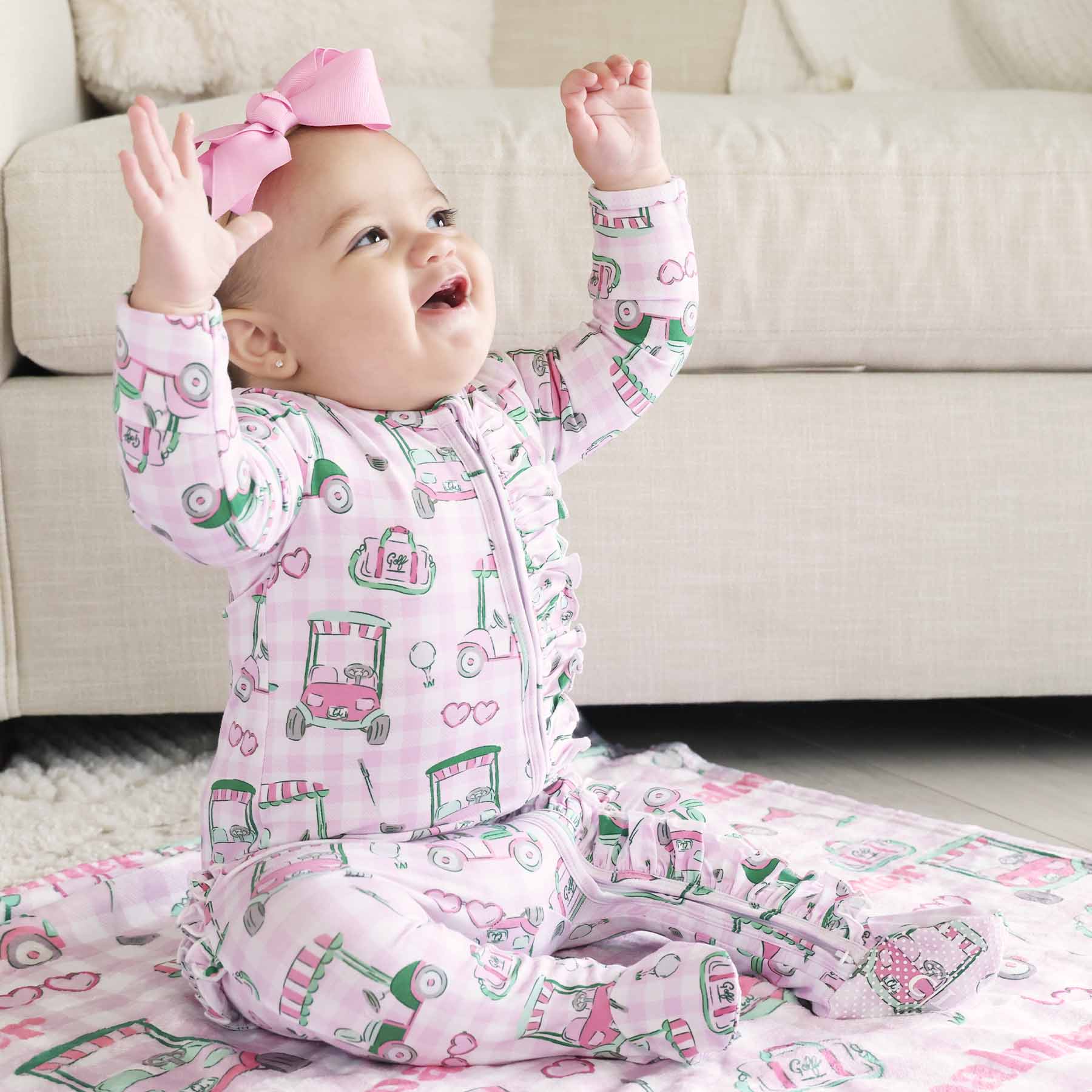  Birdie Babes Ruffle Zipper Footie | Pink、mySite、layawaytickets