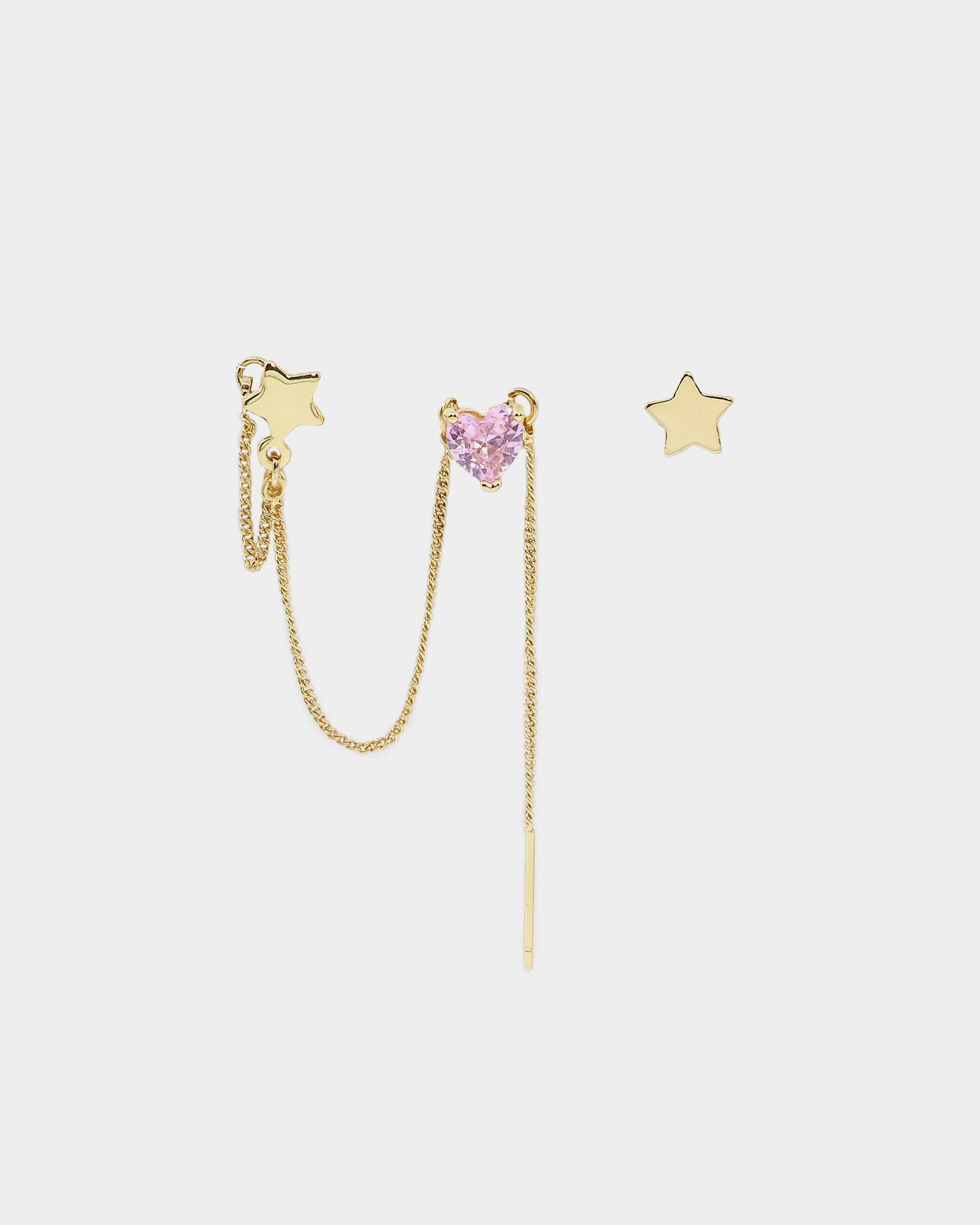Raising Hell Women's Starry Heart Earrings Chain Gold/Pink、mySite、zt4zffjzw