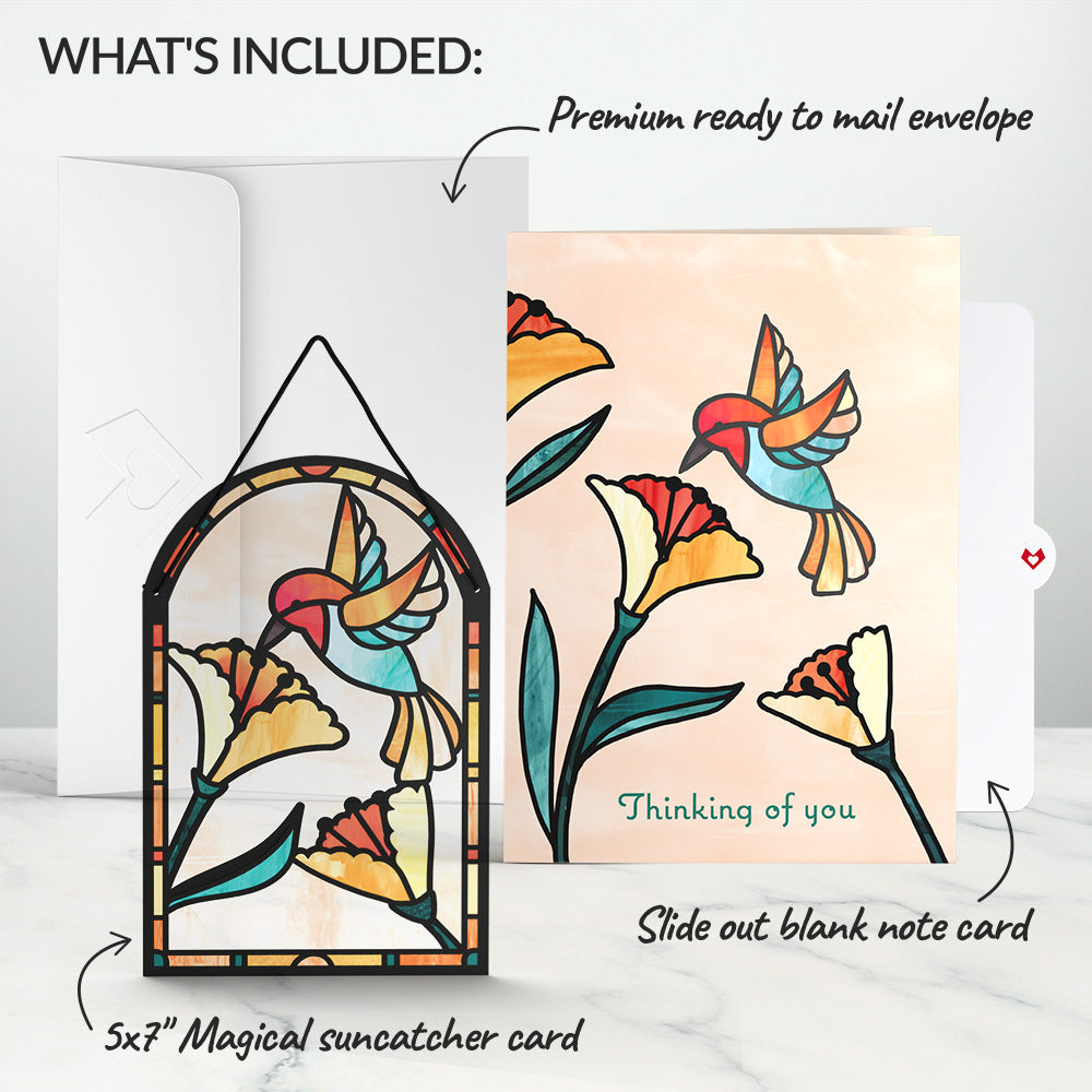Thinking of You Hummingbird Suncatcher Card、mySite、solidvoid