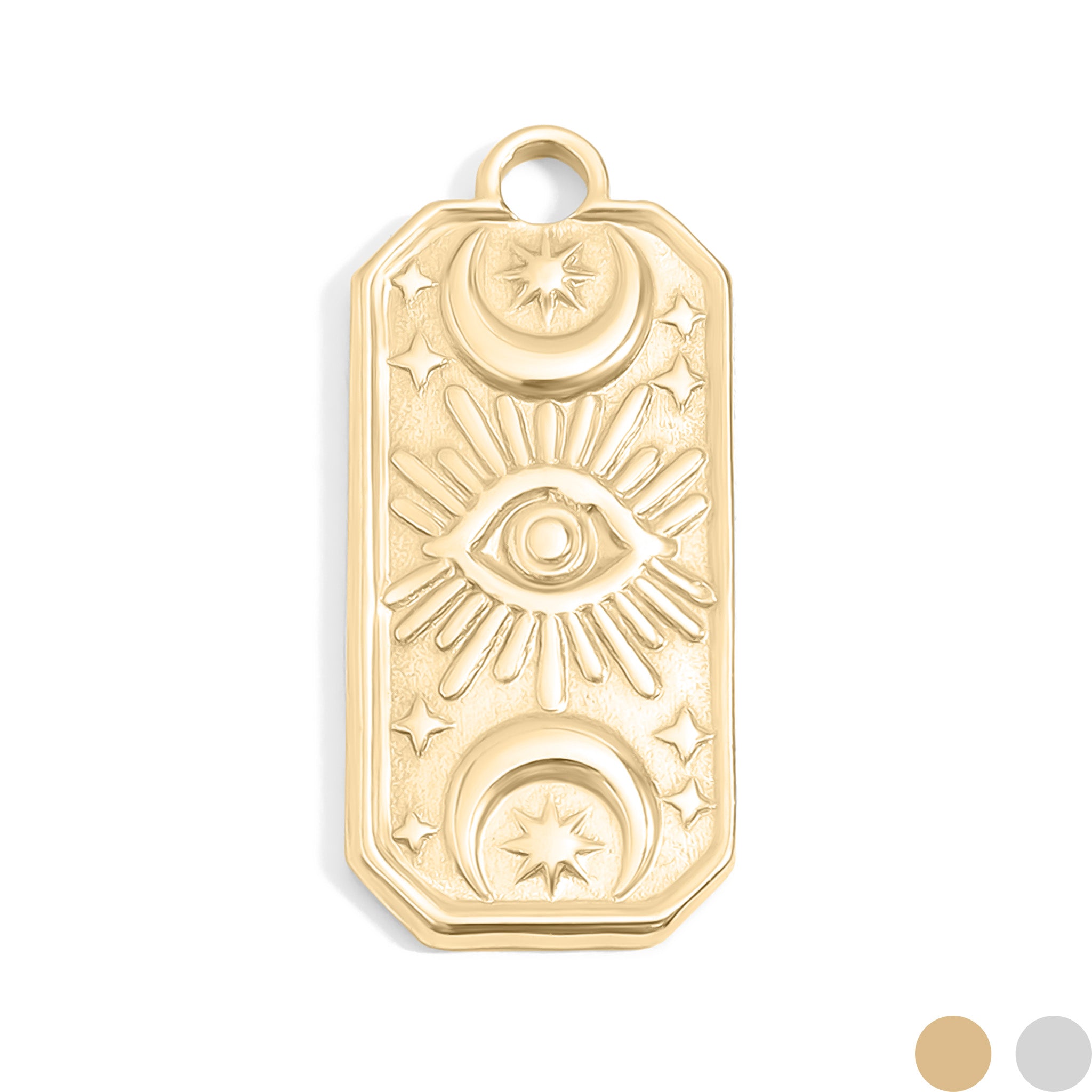 18K Gold PVD Stainless Steel Rectangle Mystical Symbol Charm / PDL0117、mySite、dreamappss
