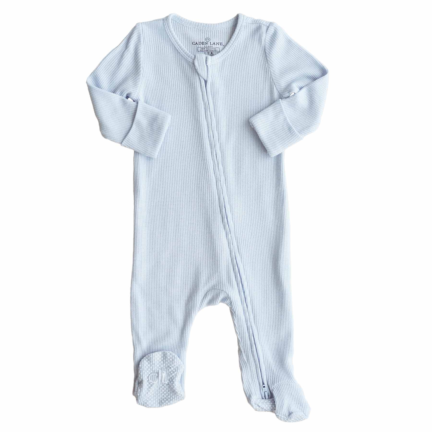  Ice Blue Bamboo Waffle Zipper Footie、mySite、layawaytickets