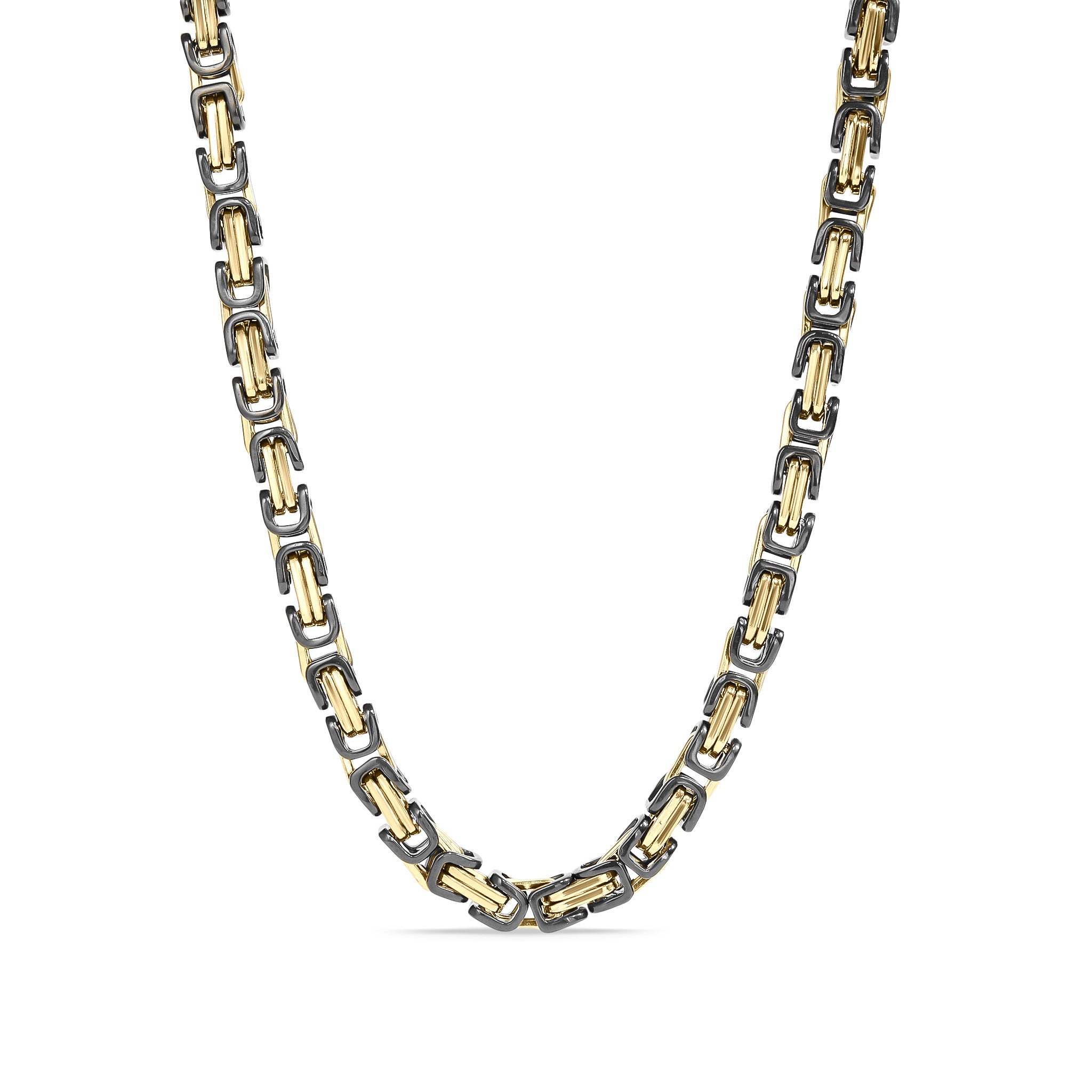 Stainless Steel Black and 18K Gold PVD Coated Byzantine Chain Necklace / CHN8502、mySite、dreamappss