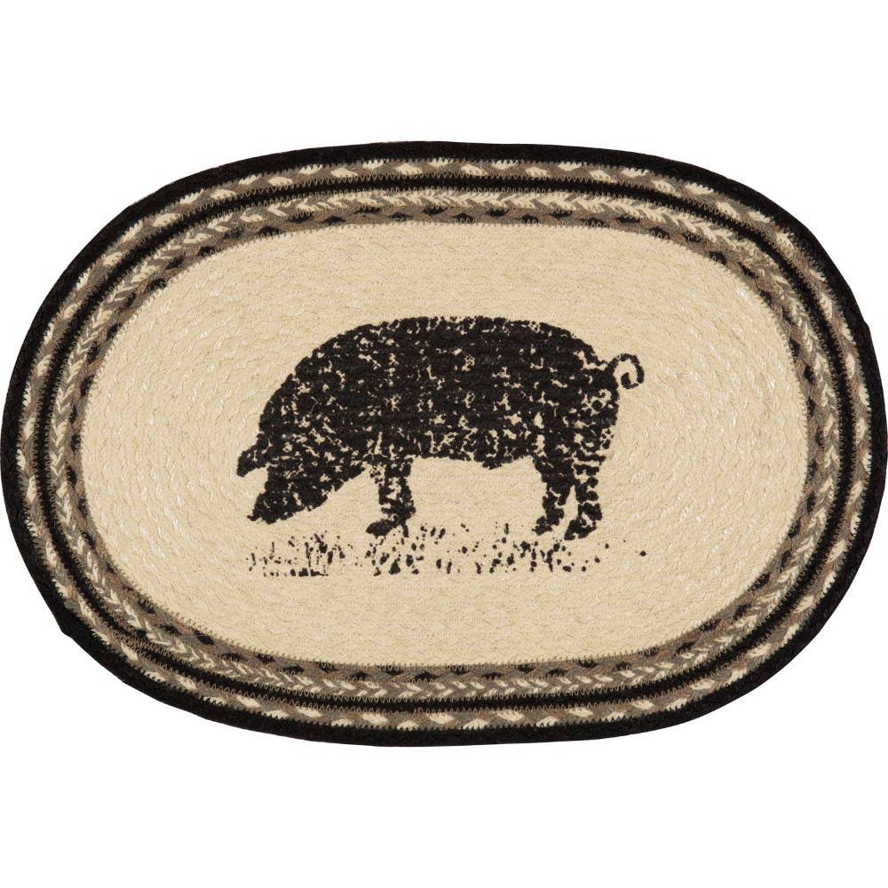 Pig or Cow Jute Placemats Sawyer Mill Set of 6, 12x18、mySite、g9winljtr