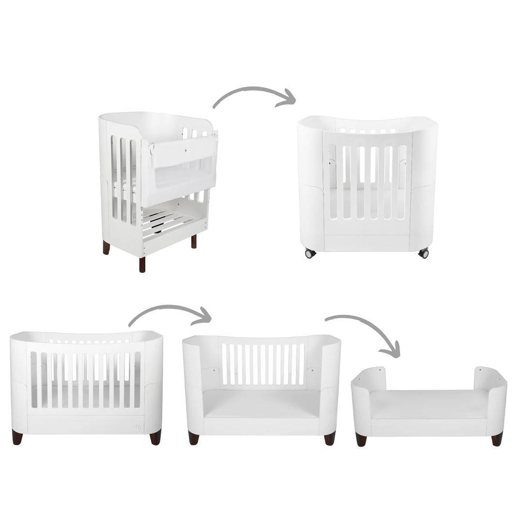  Gaia Baby Serena All-In-One - Includes Bedside (Incl Bedside mattress), Mini Cot & Cot Bed - White / Walnut、mySite、merchandisen