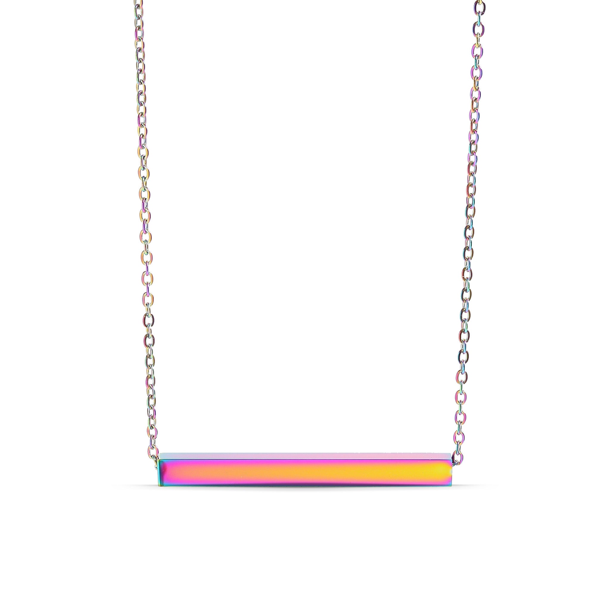 18K Gold PVD Stainless Steel Square 4 Sided Horizontal Blank Bar Necklace / SBB0301、mySite、dreamappss