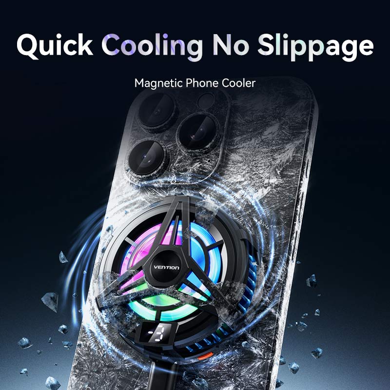 Vention Magnetic Mobile Phone Cooler with 3-Gear Adjustment Black LED Display Type、mySite、fannypackpong