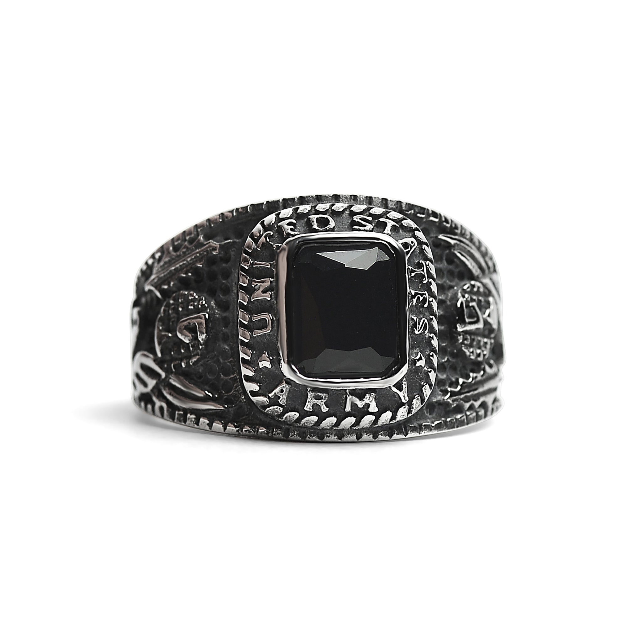 United States Army Stainless Steel With Black Center Stone Women's Ring / MCR4056、mySite、dreamappss