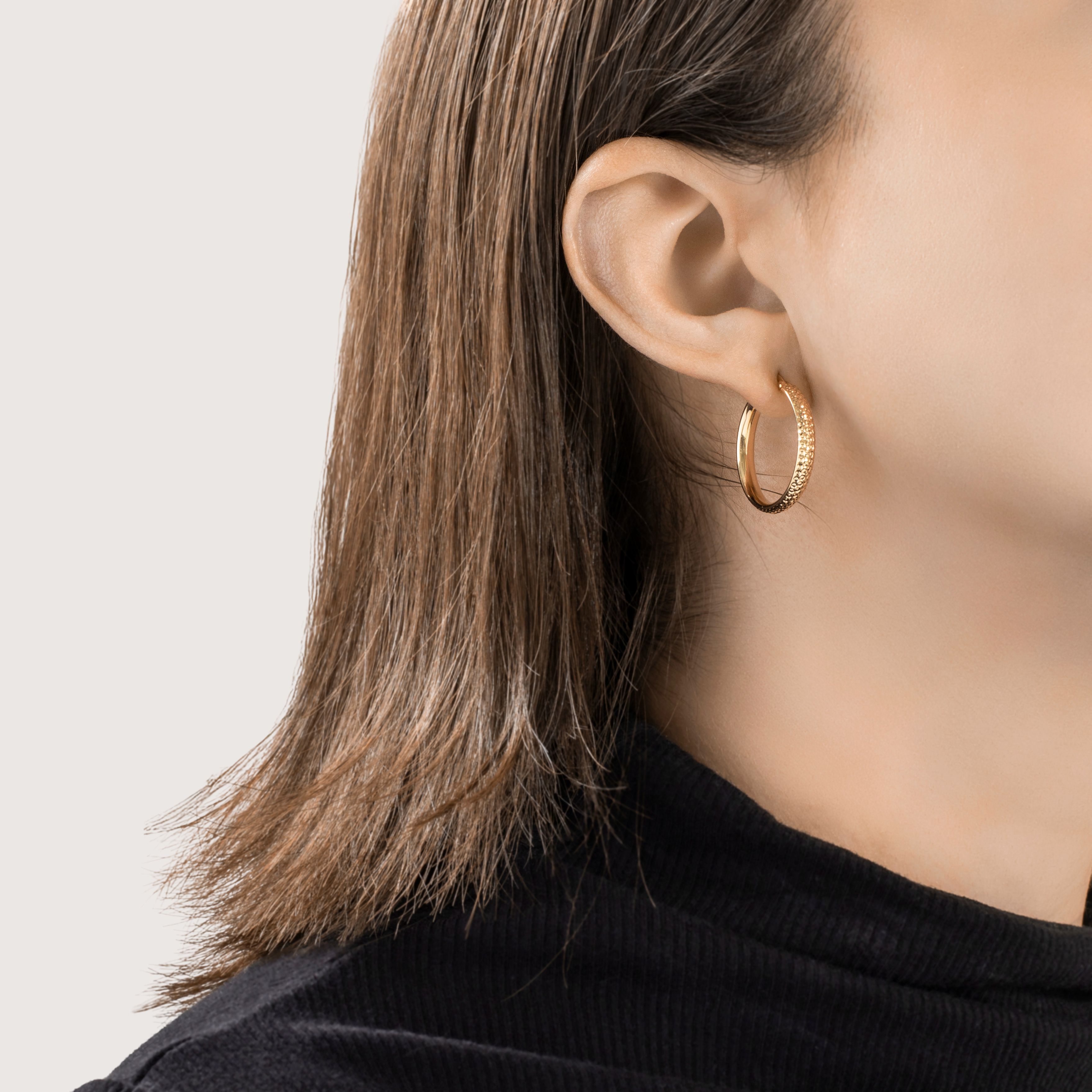 Vintage 14k Yellow Gold Sparkling Texture Hoop Earrings、mySite、hinf8tx79